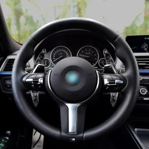 100% Real Forged Carbon Fiber Steering Wheel Paddle Shifter Extensions for Compatible Vehicles 2 3 4 5 6 7 X1 X5 Z4 Series (2010-2016)