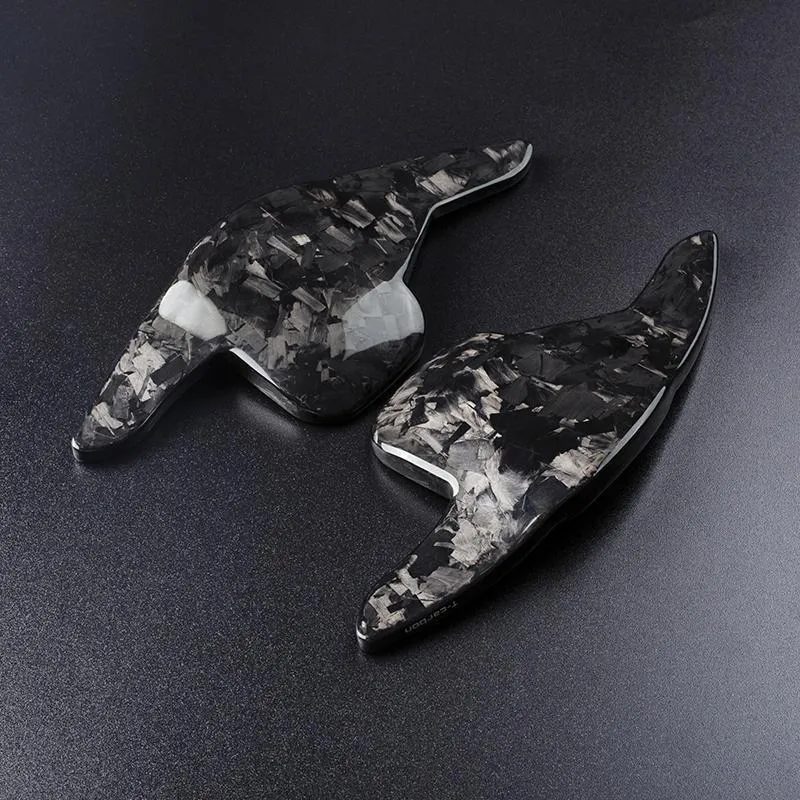 100% Real Forged Carbon Fiber Steering Wheel Paddle Shifter Extensions for Compatible Vehicles 2 3 4 5 6 7 X1 X5 Z4 Series (2010-2016)