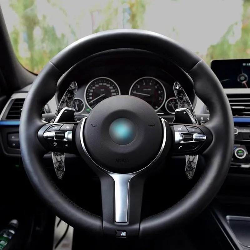 100% Real Forged Carbon Fiber Steering Wheel Paddle Shifter Extensions for Compatible Vehicles 2 3 4 5 6 7 X1 X5 Z4 Series (2010-2016)