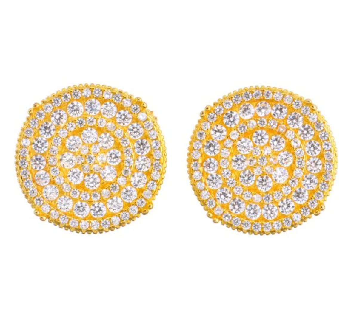 10mm Clip Back Big Circle Earrings Silver Gold Diamond Earring Hip Hop Mens Round Screw Back Earrings Iced Out