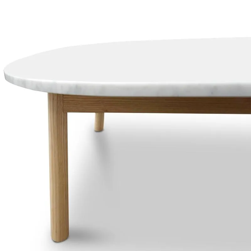 110cm Marble Coffee Table - Natural Base