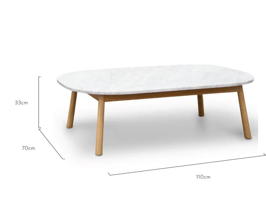 110cm Marble Coffee Table - Natural Base