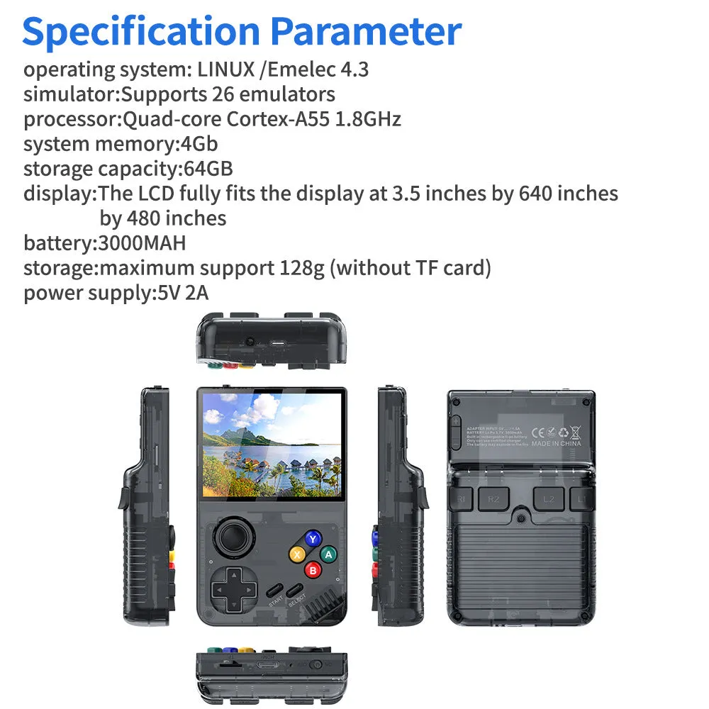 128G Grey MPOWN M19 Handheld Gaming Console | Retro Arcade & PSP Emulator | 3.5-Inch HD Screen, TV Connectivity, Portable 3D Gaming Device
