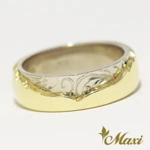 [14K Gold] Two Tone Hawaiian Whale Tail Ring/ 6mm Width [Made to Order]