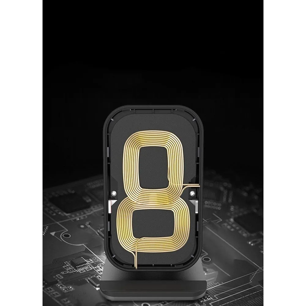 (15W) Qi Wireless Charger Induction Fast Charge Charger Holder Stand - Black / Silver