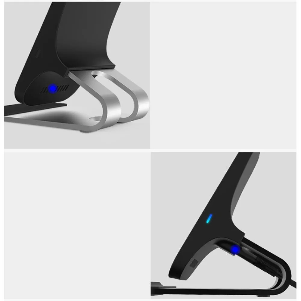 (15W) Qi Wireless Charger Induction Fast Charge Charger Holder Stand - Black / Silver