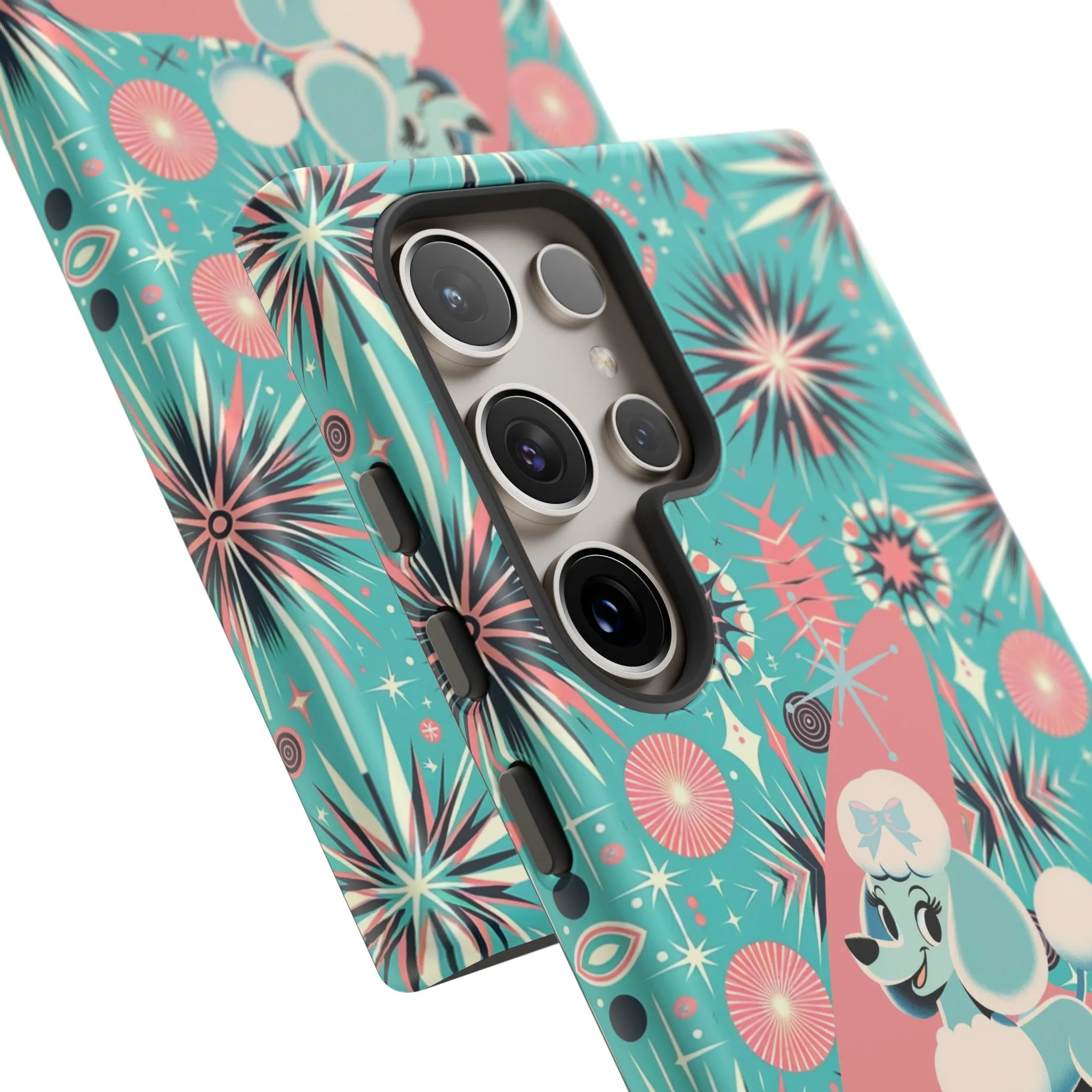1950s Mid Century Modern Atomic Pink, Poodle Retro Smart Phone Tough Cases