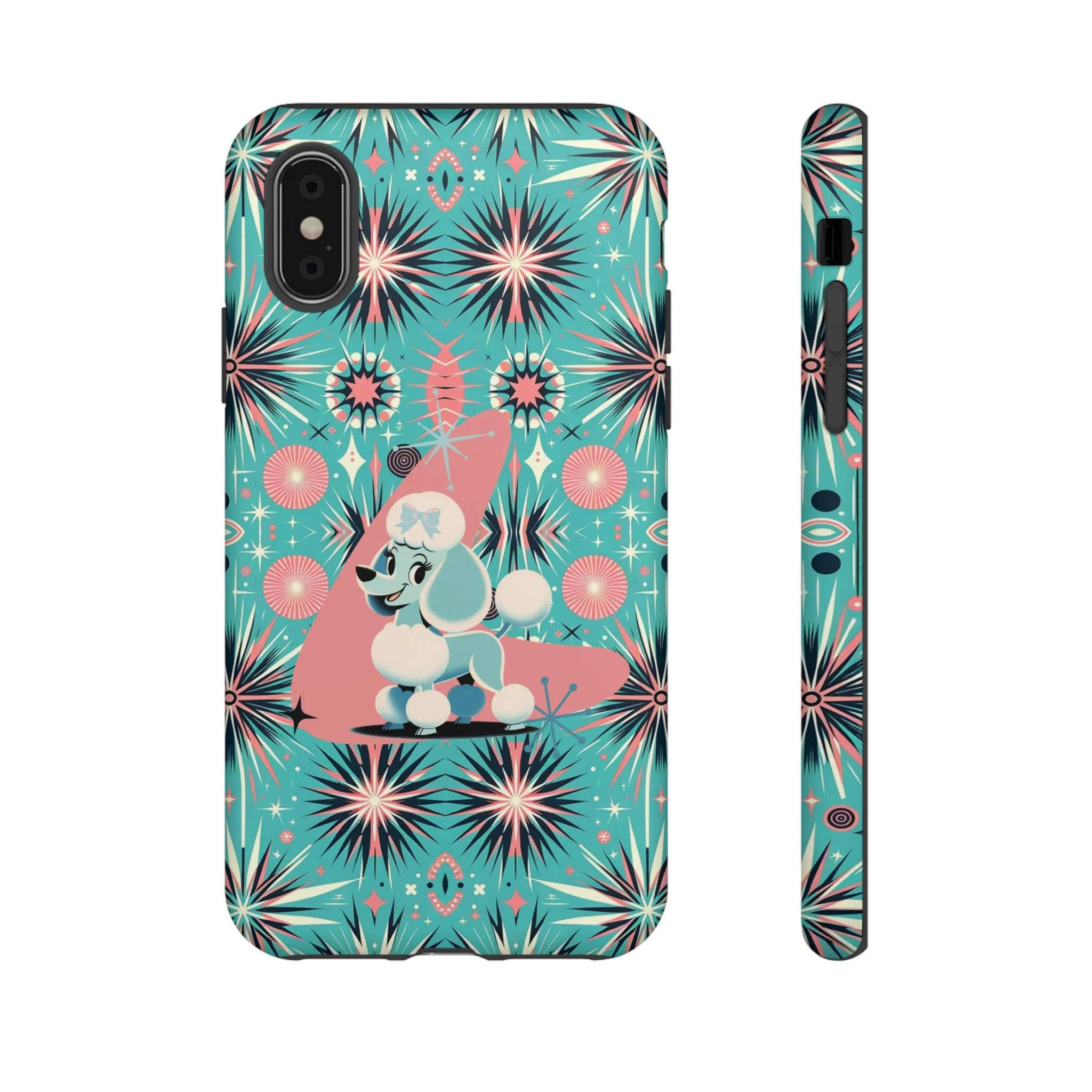 1950s Mid Century Modern Atomic Pink, Poodle Retro Smart Phone Tough Cases