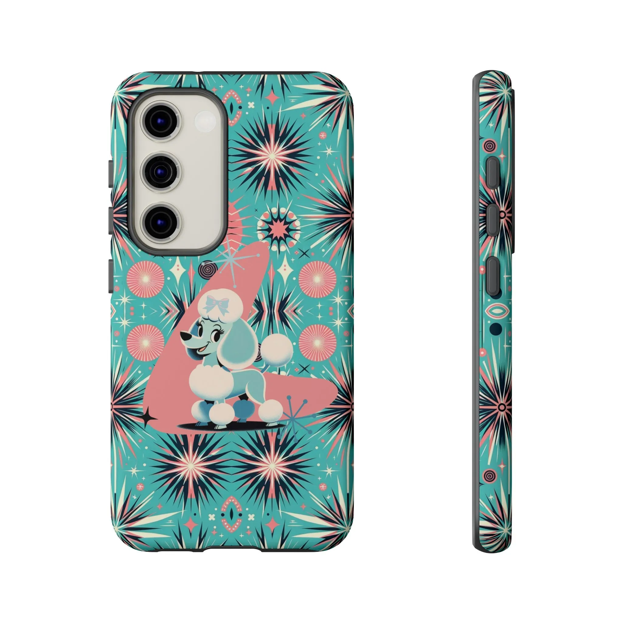 1950s Mid Century Modern Atomic Pink, Poodle Retro Smart Phone Tough Cases