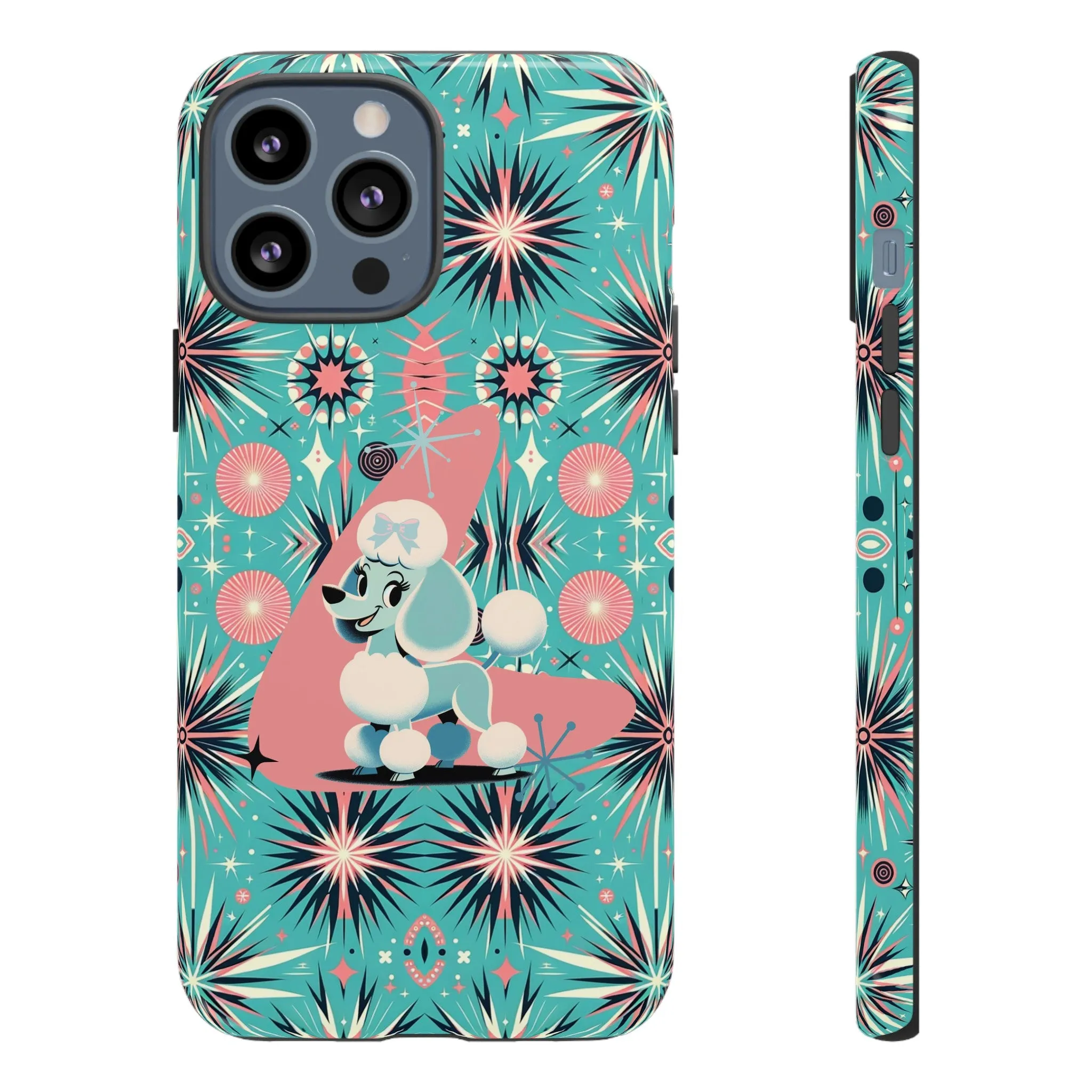 1950s Mid Century Modern Atomic Pink, Poodle Retro Smart Phone Tough Cases