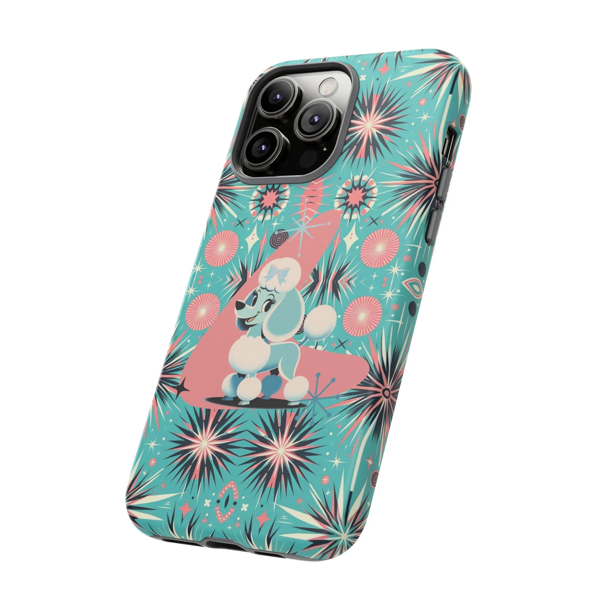 1950s Mid Century Modern Atomic Pink, Poodle Retro Smart Phone Tough Cases
