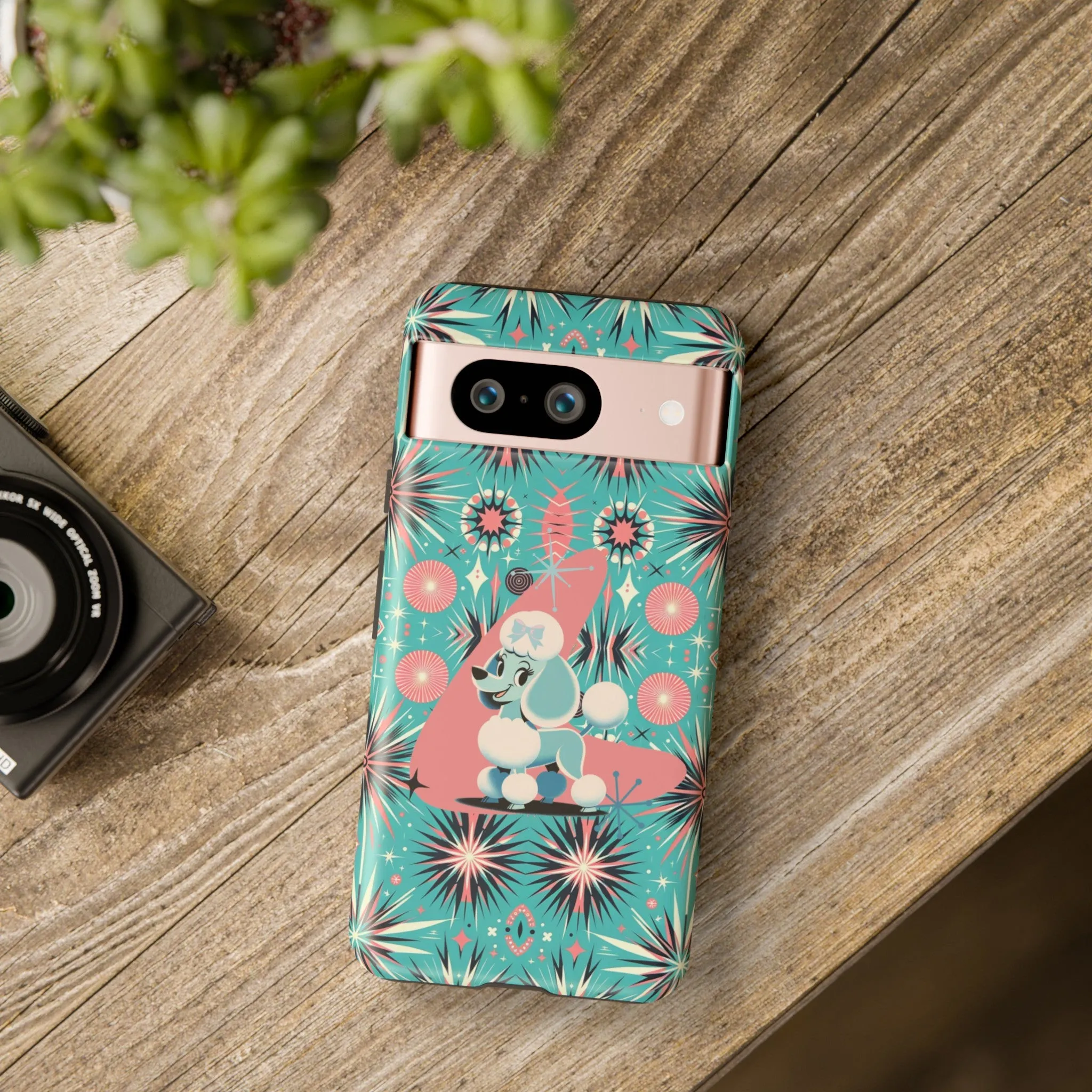 1950s Mid Century Modern Atomic Pink, Poodle Retro Smart Phone Tough Cases