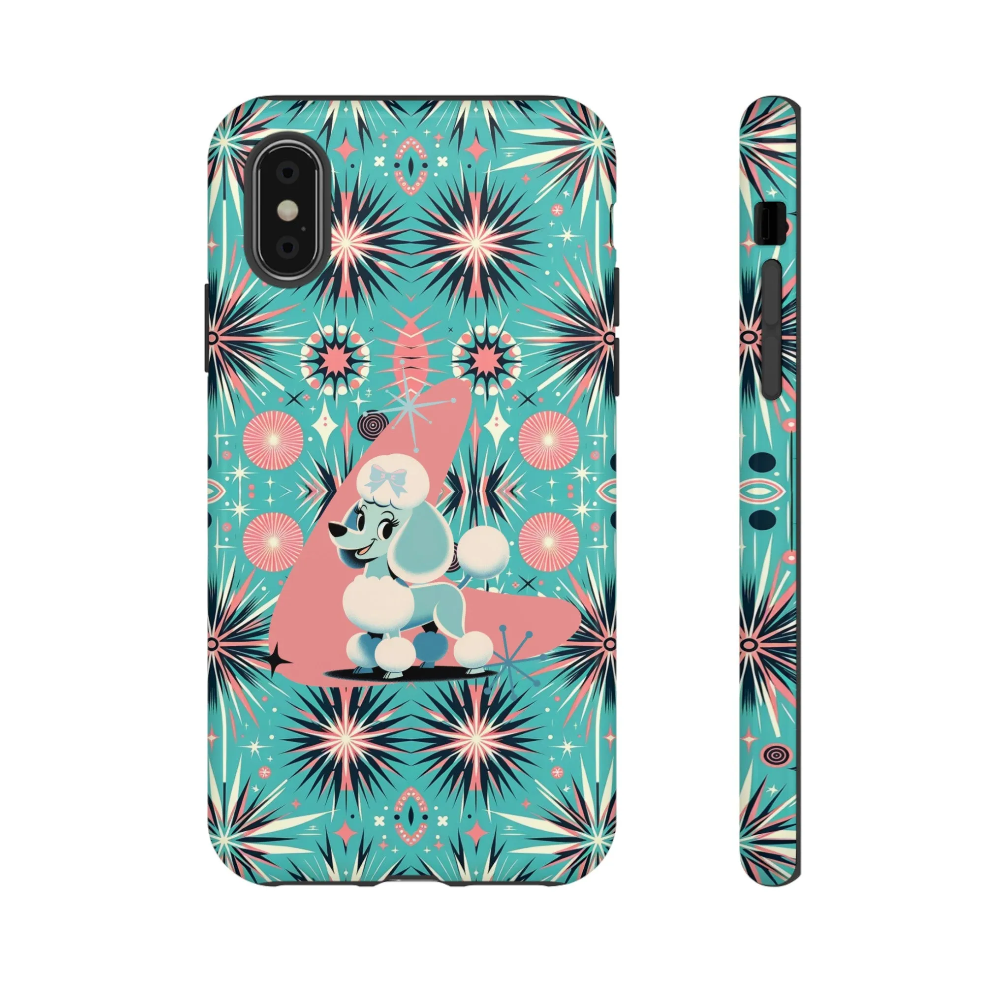1950s Mid Century Modern Atomic Pink, Poodle Retro Smart Phone Tough Cases