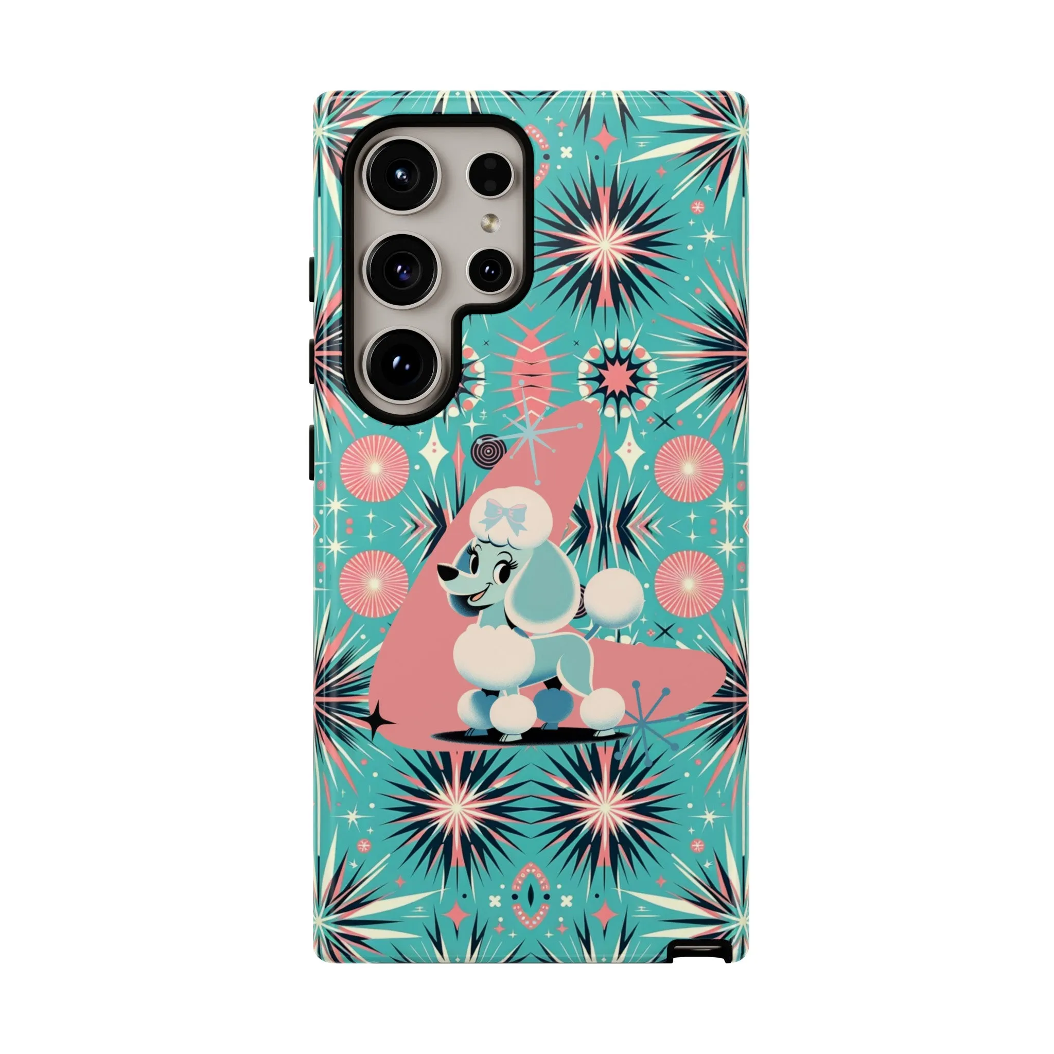 1950s Mid Century Modern Atomic Pink, Poodle Retro Smart Phone Tough Cases