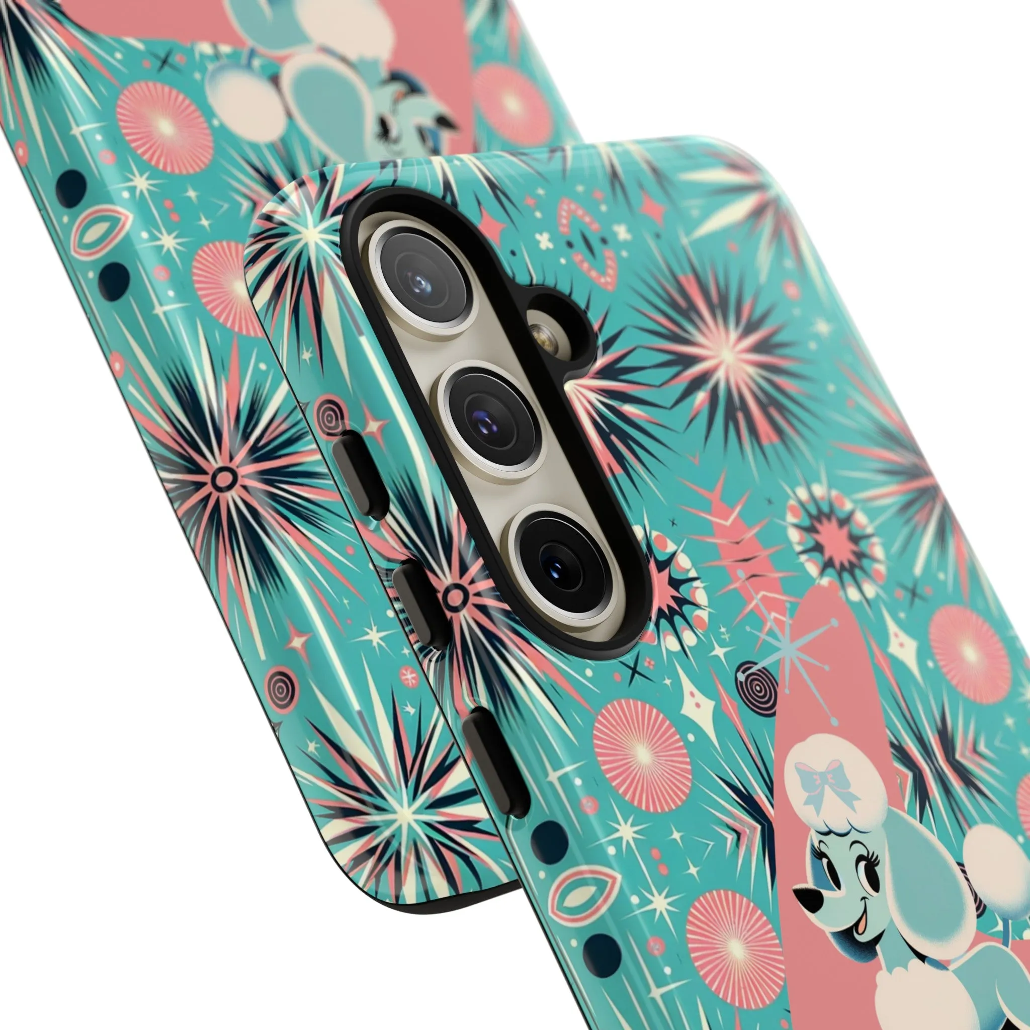 1950s Mid Century Modern Atomic Pink, Poodle Retro Smart Phone Tough Cases