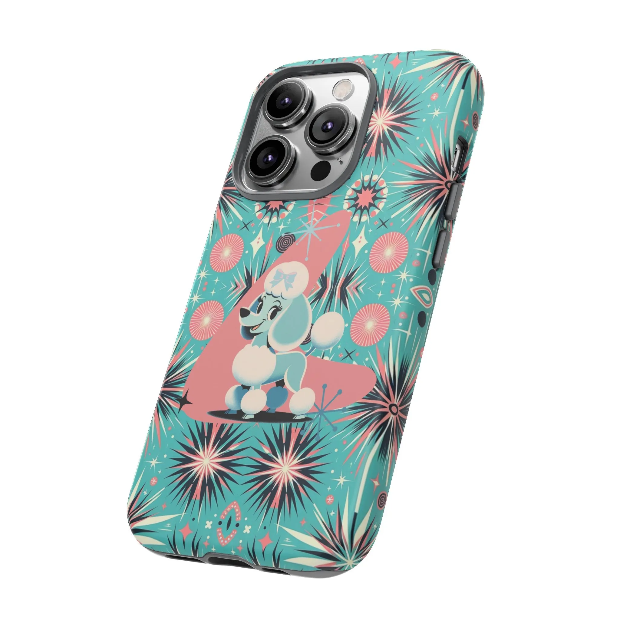 1950s Mid Century Modern Atomic Pink, Poodle Retro Smart Phone Tough Cases