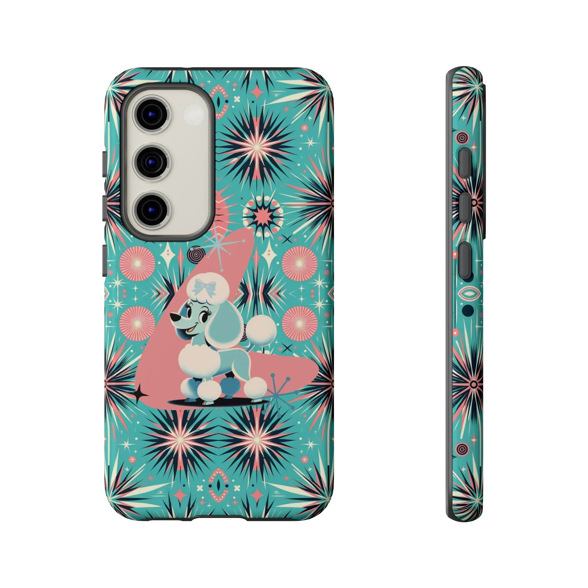 1950s Mid Century Modern Atomic Pink, Poodle Retro Smart Phone Tough Cases