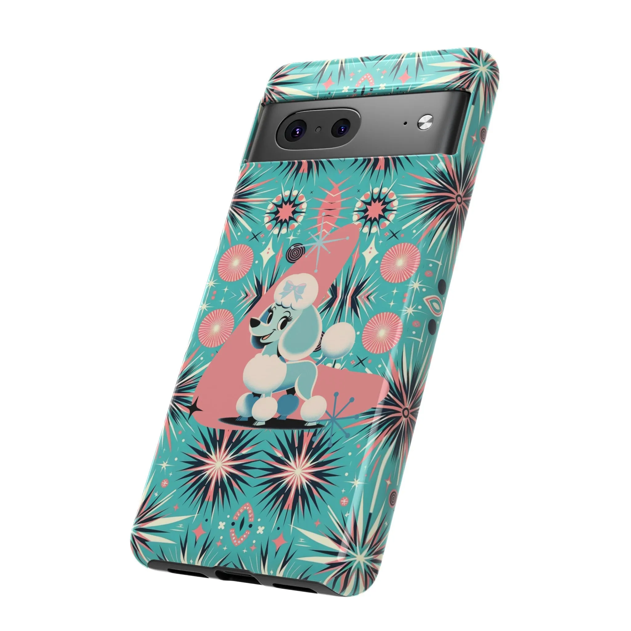 1950s Mid Century Modern Atomic Pink, Poodle Retro Smart Phone Tough Cases