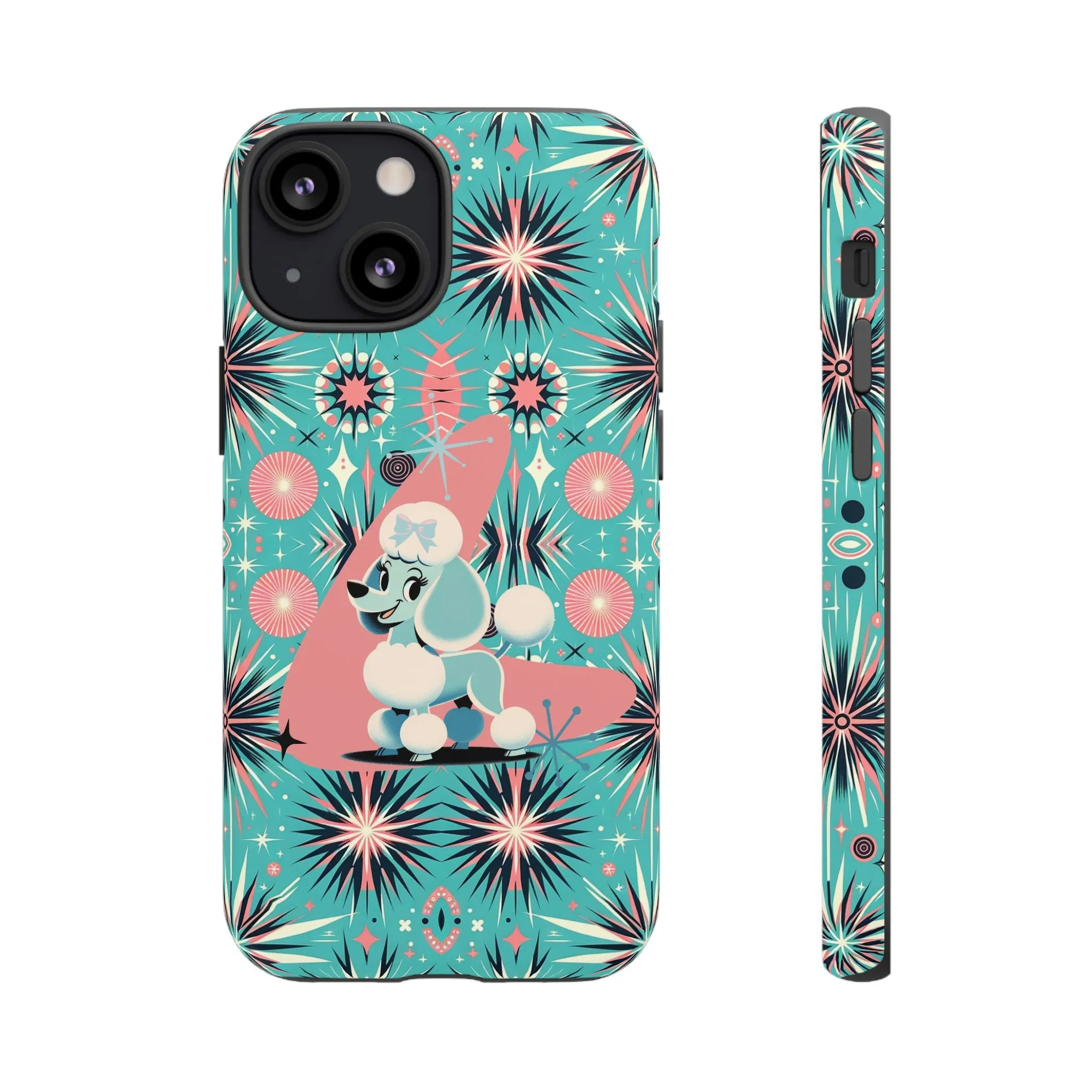 1950s Mid Century Modern Atomic Pink, Poodle Retro Smart Phone Tough Cases