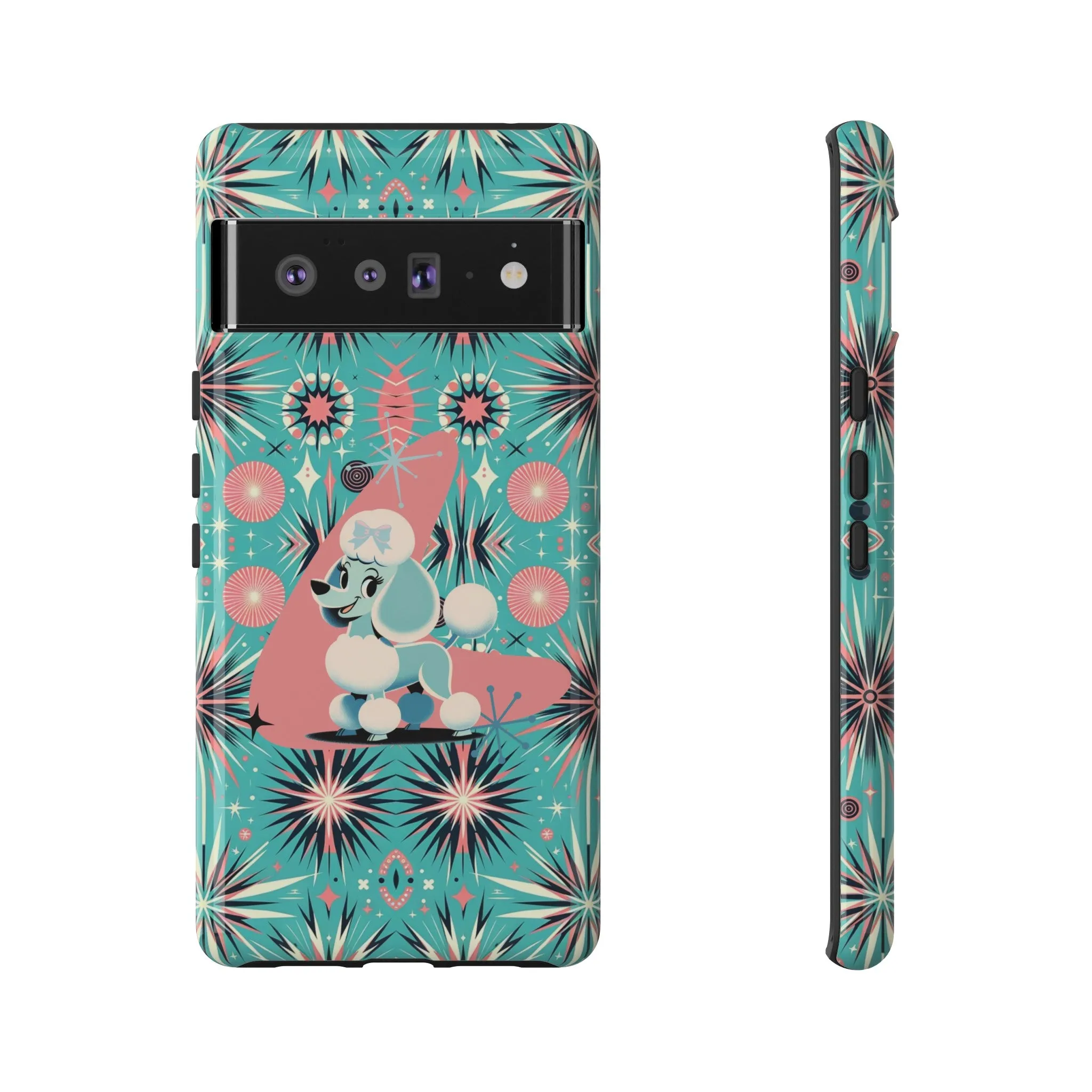 1950s Mid Century Modern Atomic Pink, Poodle Retro Smart Phone Tough Cases