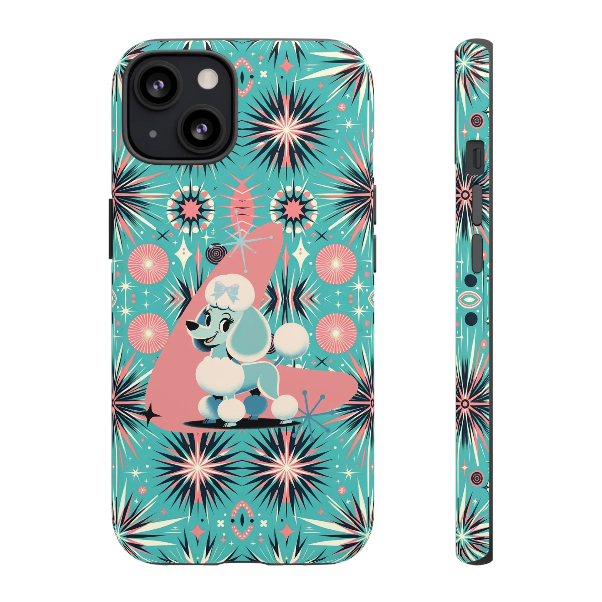 1950s Mid Century Modern Atomic Pink, Poodle Retro Smart Phone Tough Cases