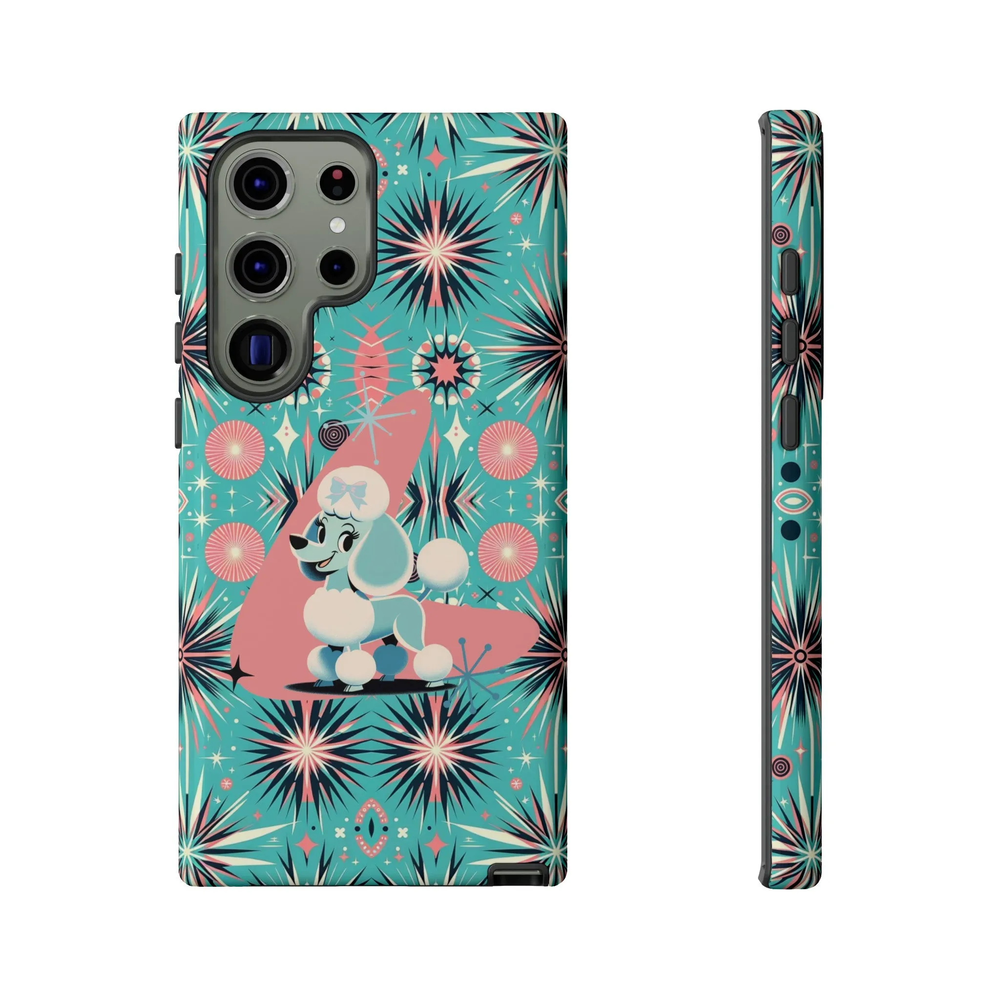 1950s Mid Century Modern Atomic Pink, Poodle Retro Smart Phone Tough Cases