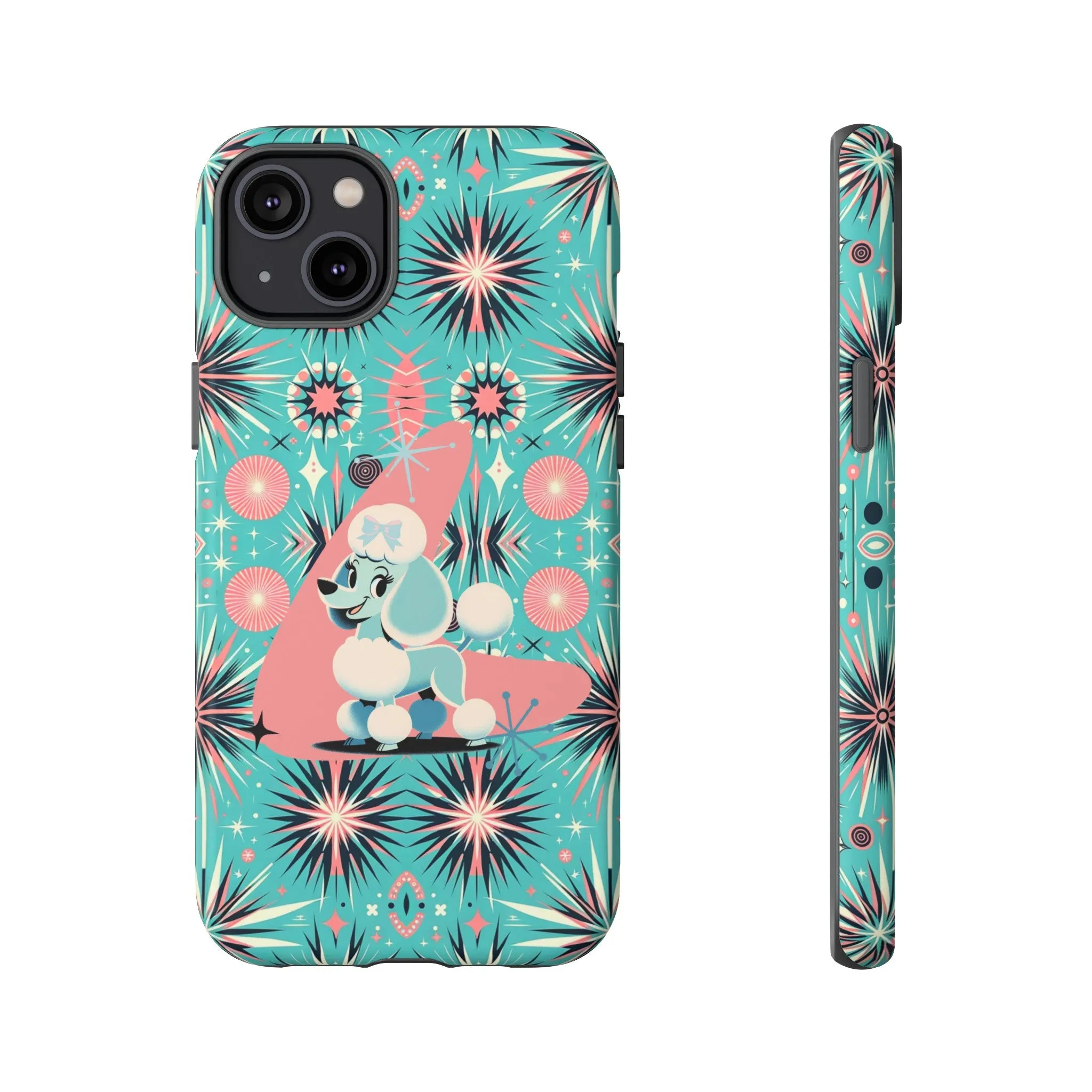 1950s Mid Century Modern Atomic Pink, Poodle Retro Smart Phone Tough Cases