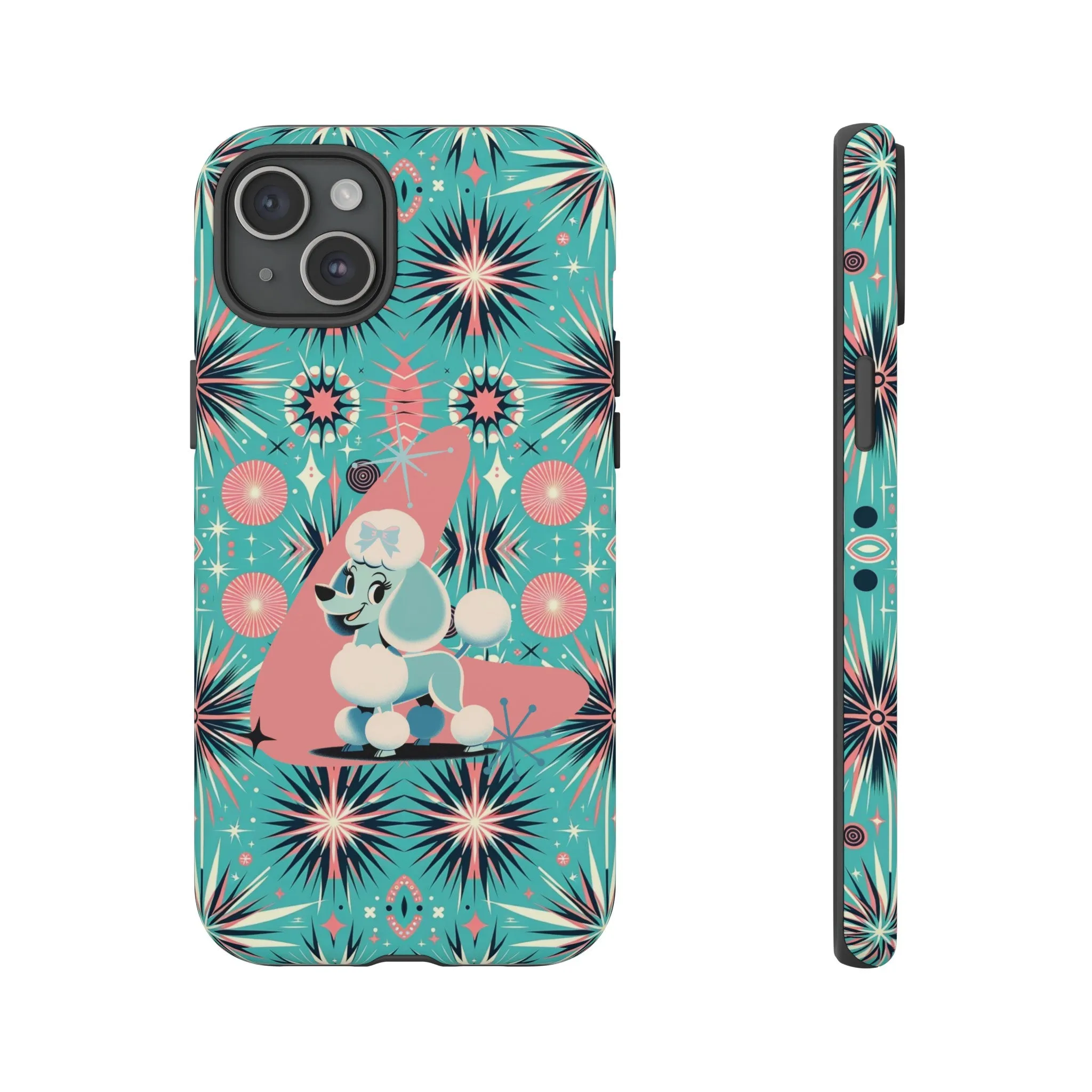 1950s Mid Century Modern Atomic Pink, Poodle Retro Smart Phone Tough Cases