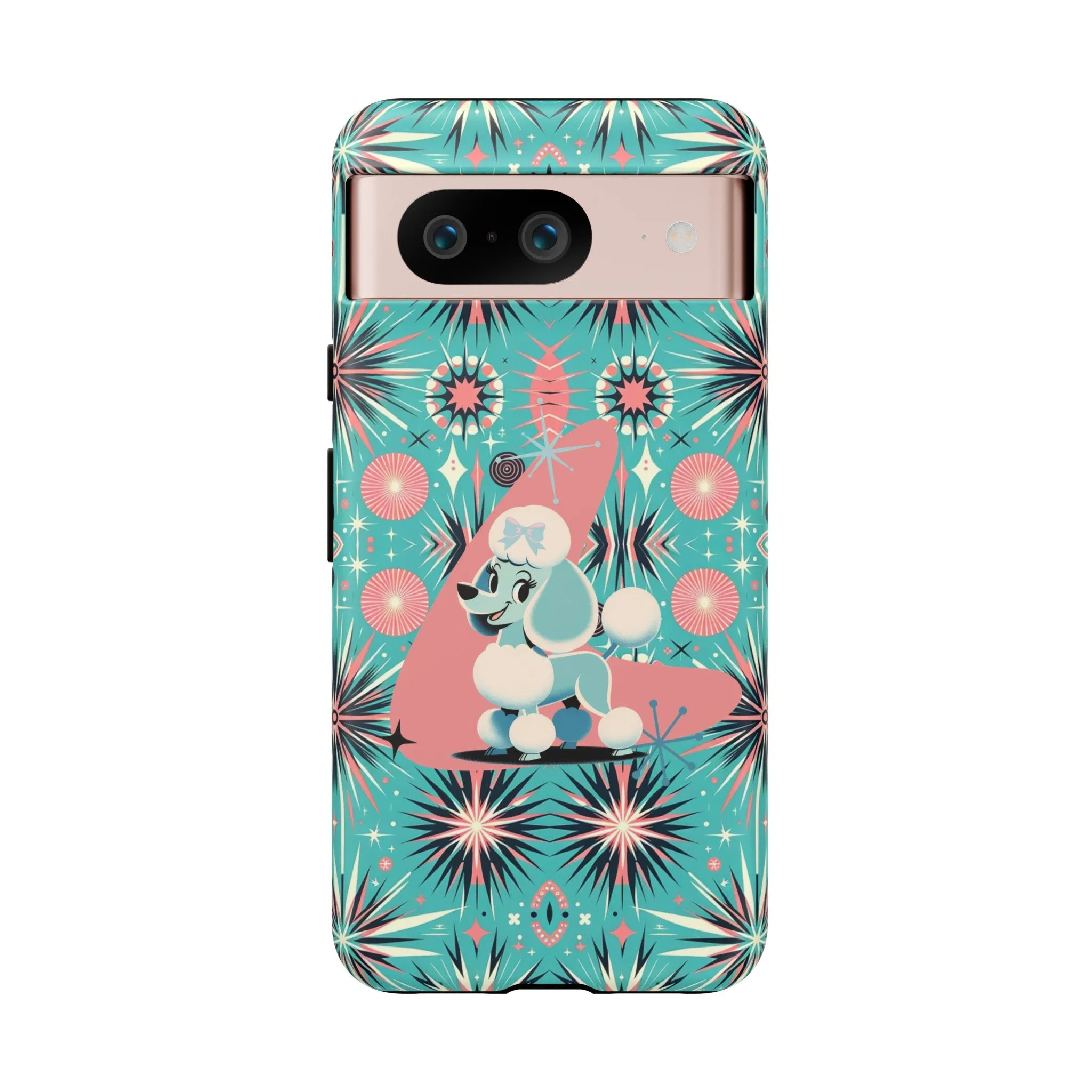 1950s Mid Century Modern Atomic Pink, Poodle Retro Smart Phone Tough Cases