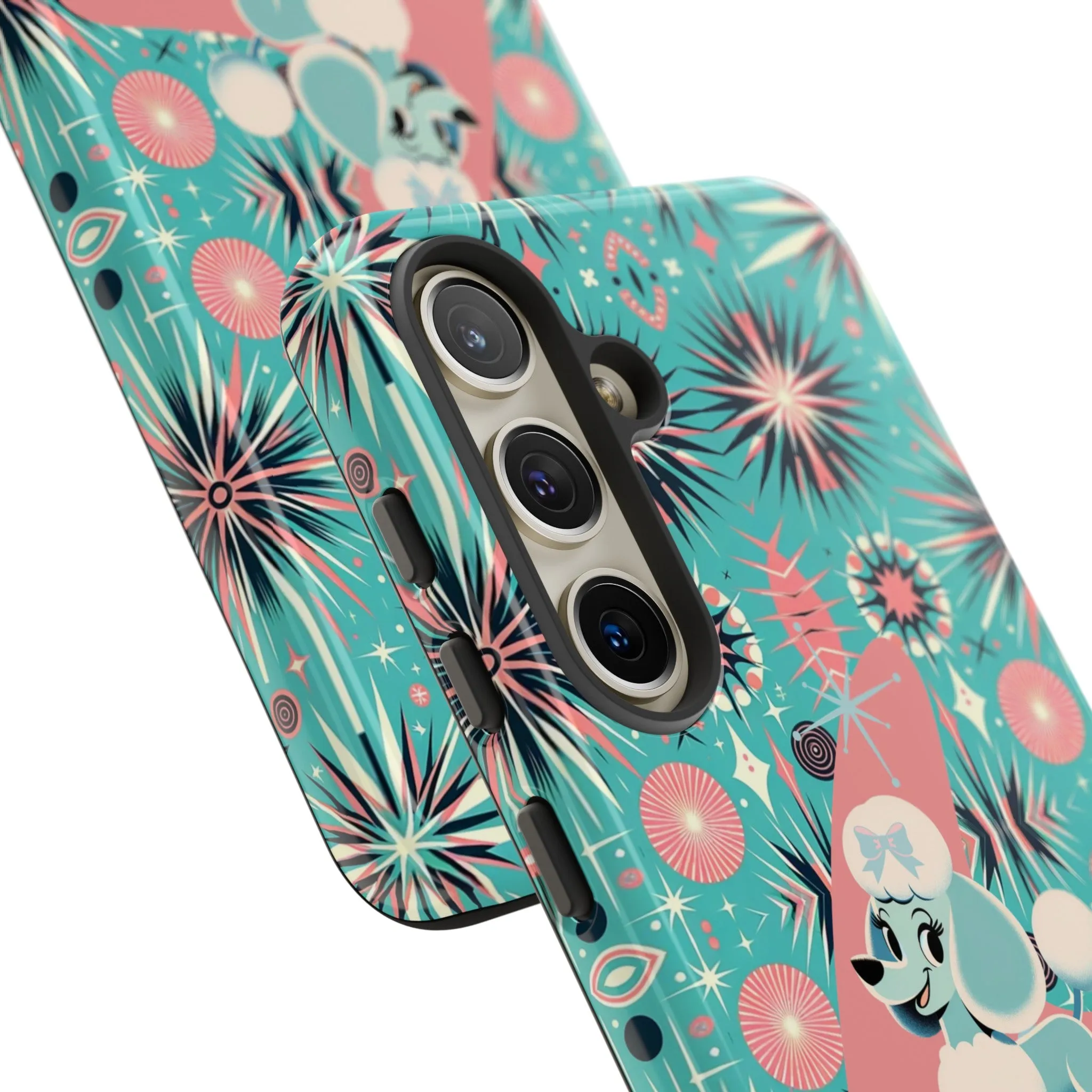 1950s Mid Century Modern Atomic Pink, Poodle Retro Smart Phone Tough Cases