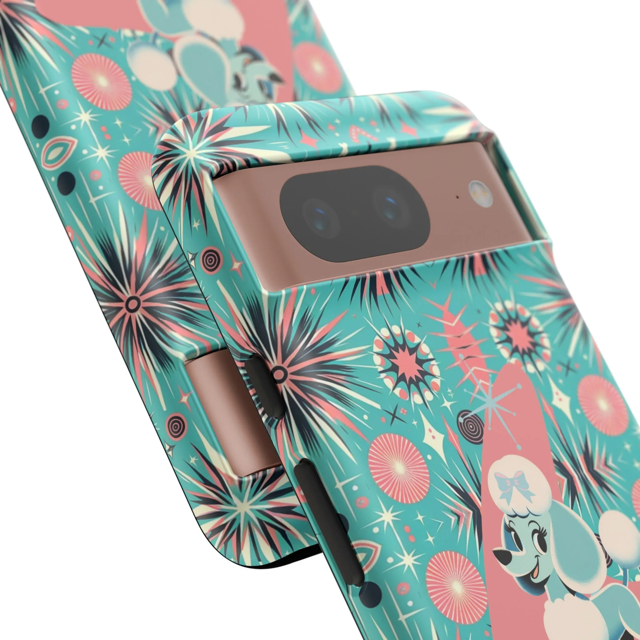 1950s Mid Century Modern Atomic Pink, Poodle Retro Smart Phone Tough Cases
