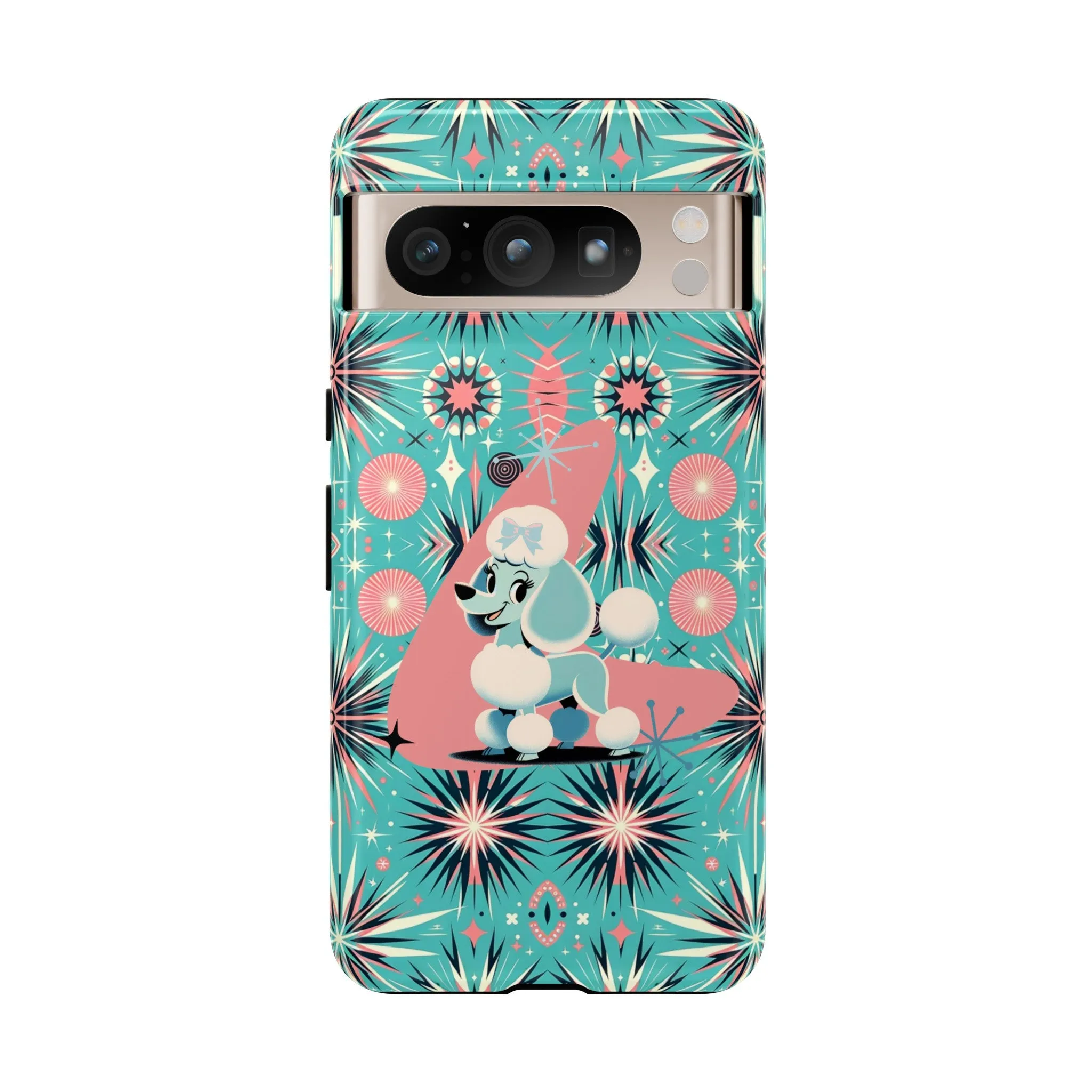 1950s Mid Century Modern Atomic Pink, Poodle Retro Smart Phone Tough Cases
