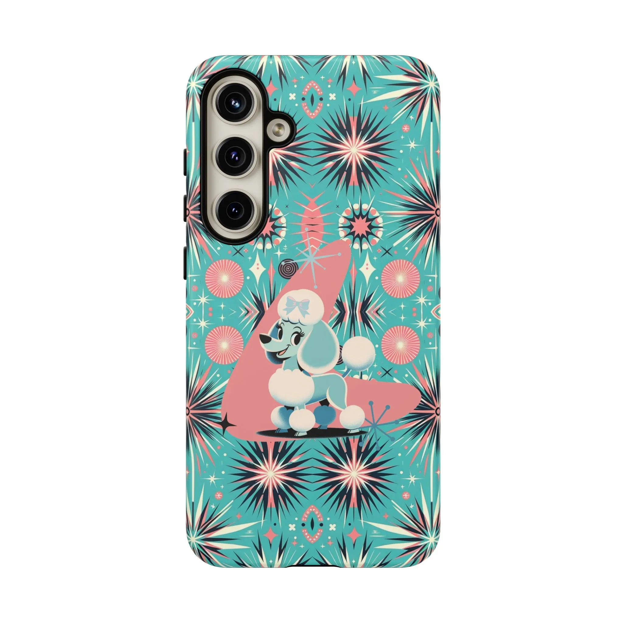 1950s Mid Century Modern Atomic Pink, Poodle Retro Smart Phone Tough Cases