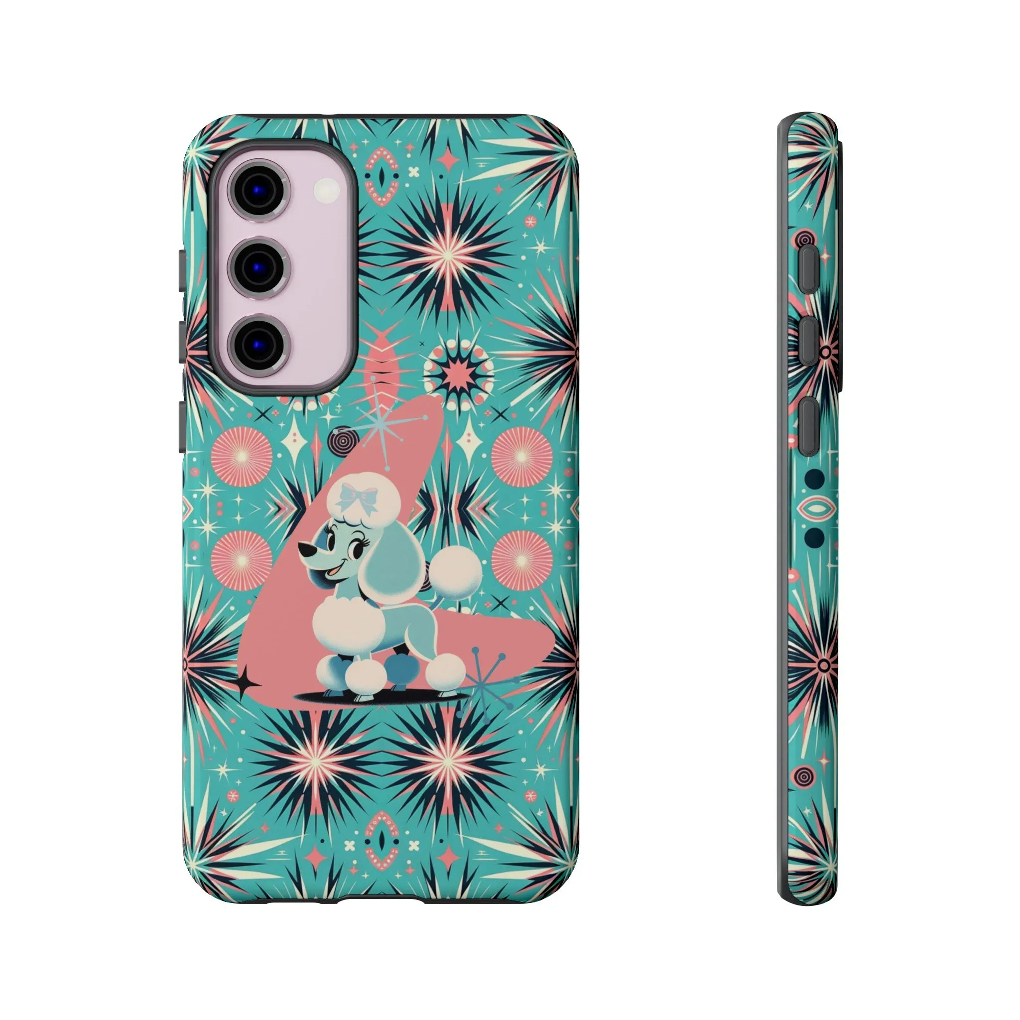 1950s Mid Century Modern Atomic Pink, Poodle Retro Smart Phone Tough Cases