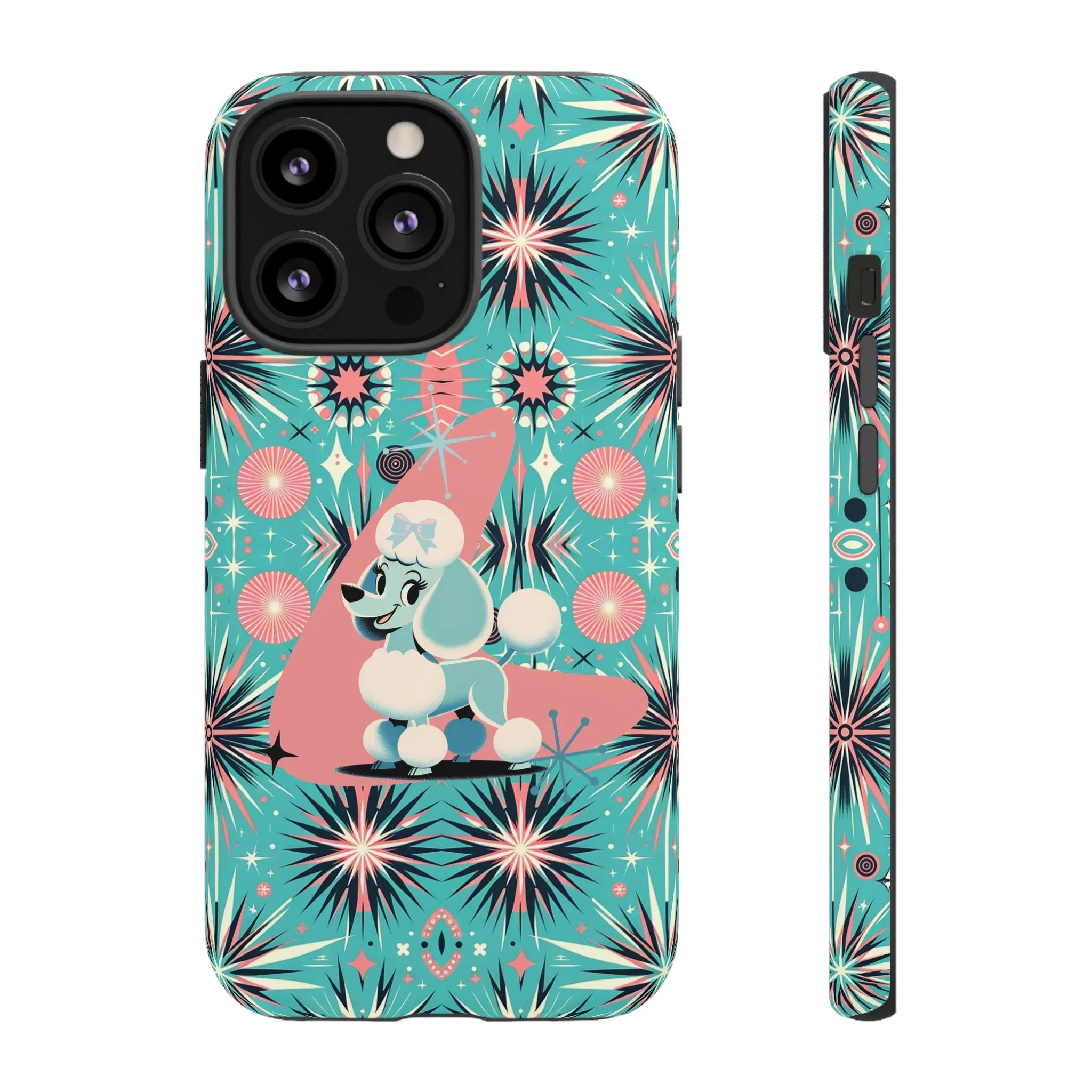 1950s Mid Century Modern Atomic Pink, Poodle Retro Smart Phone Tough Cases