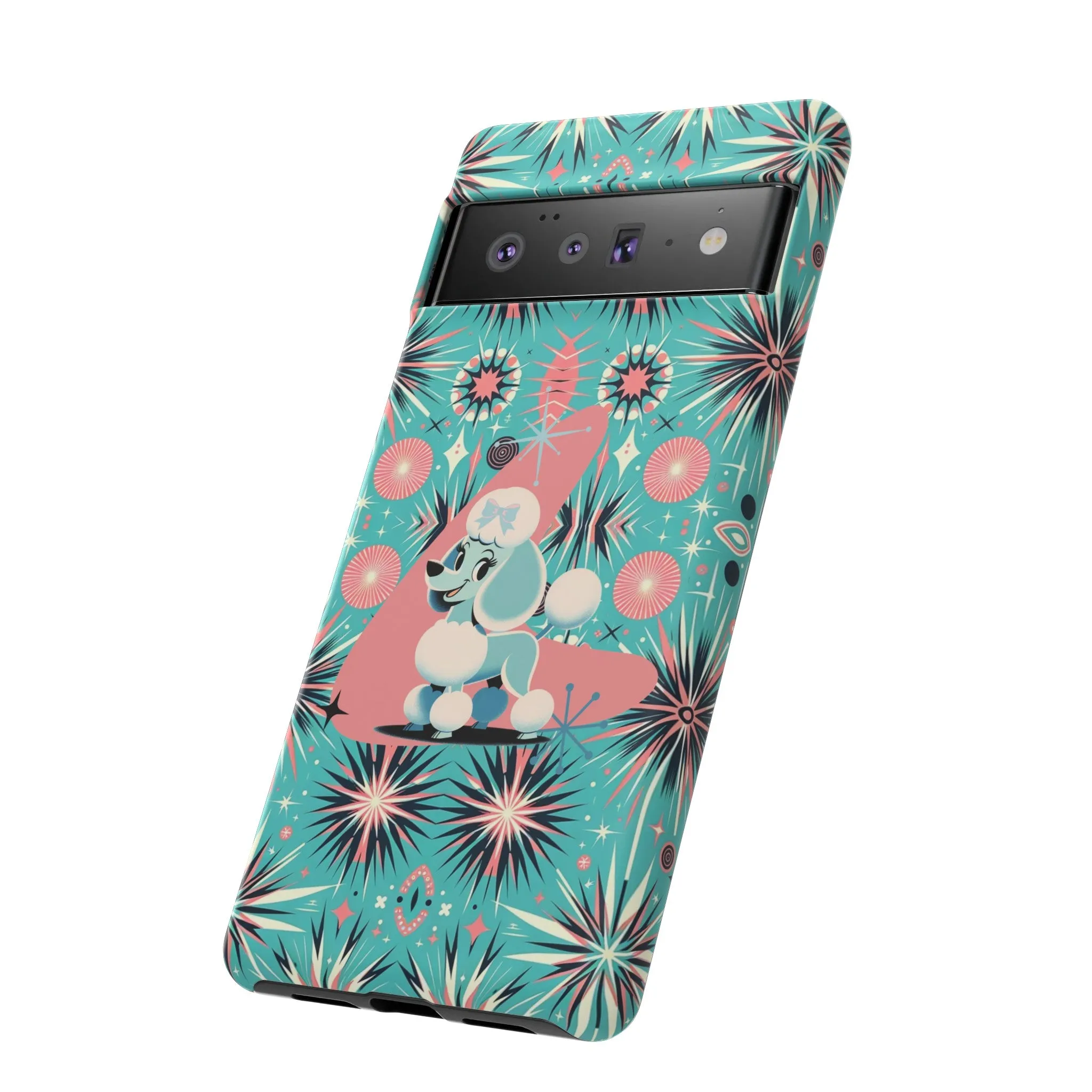 1950s Mid Century Modern Atomic Pink, Poodle Retro Smart Phone Tough Cases