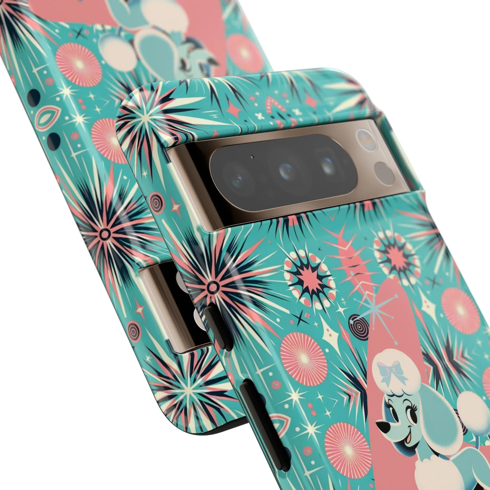 1950s Mid Century Modern Atomic Pink, Poodle Retro Smart Phone Tough Cases