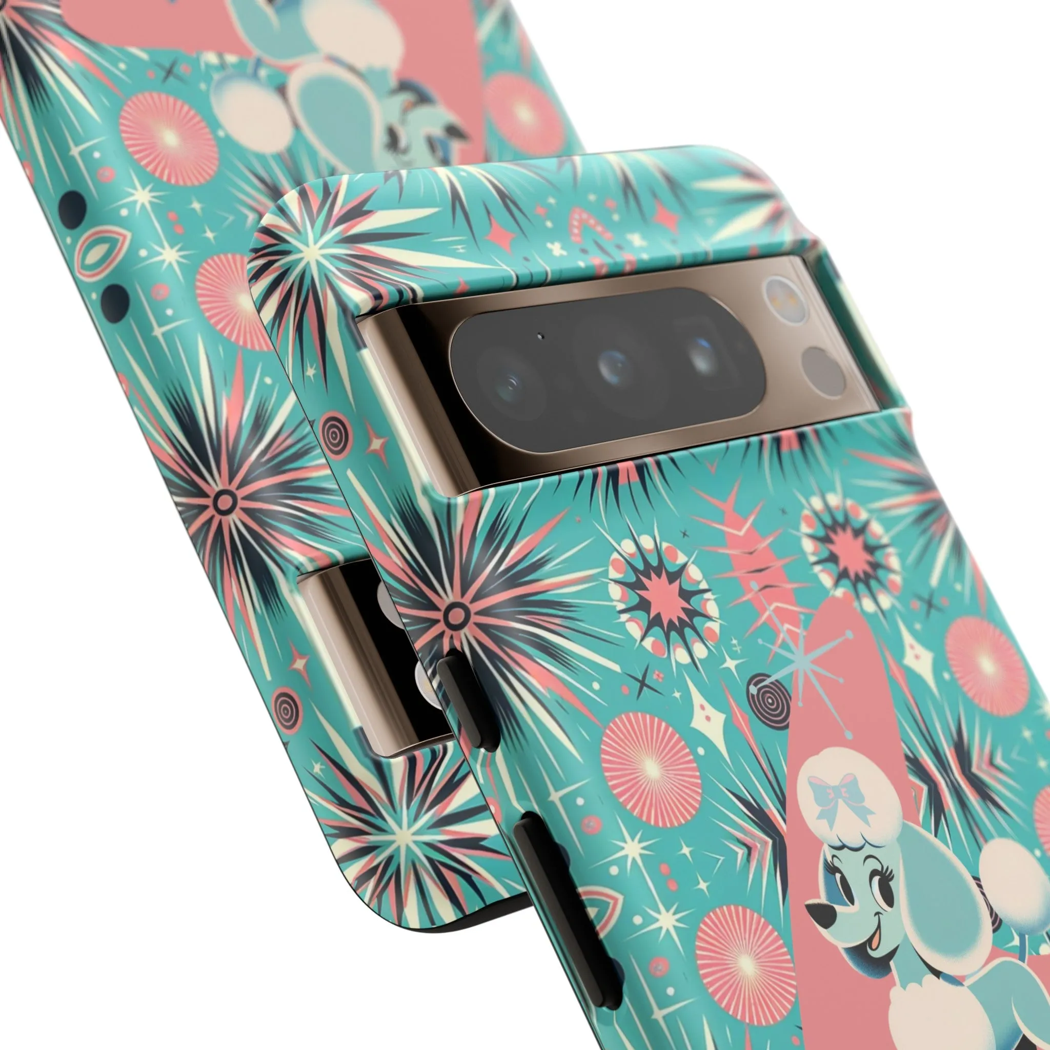 1950s Mid Century Modern Atomic Pink, Poodle Retro Smart Phone Tough Cases
