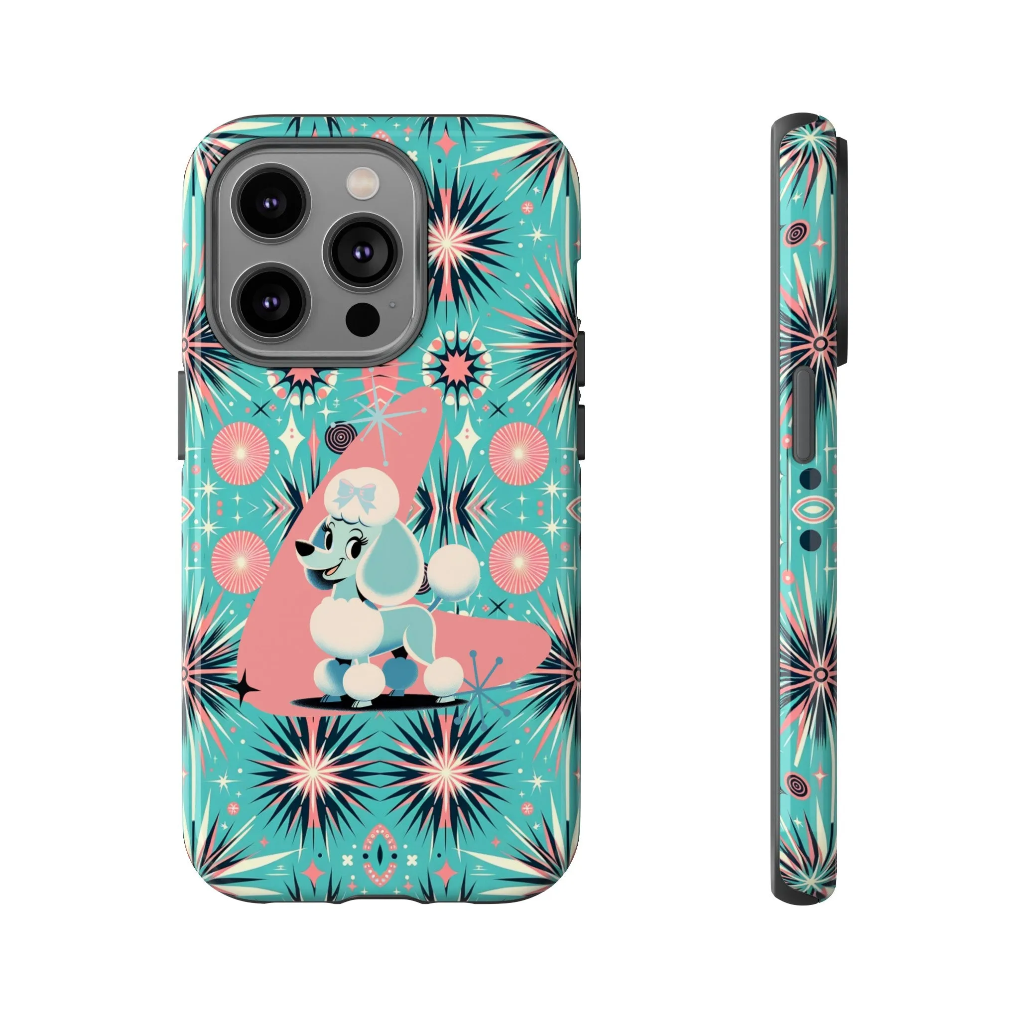 1950s Mid Century Modern Atomic Pink, Poodle Retro Smart Phone Tough Cases