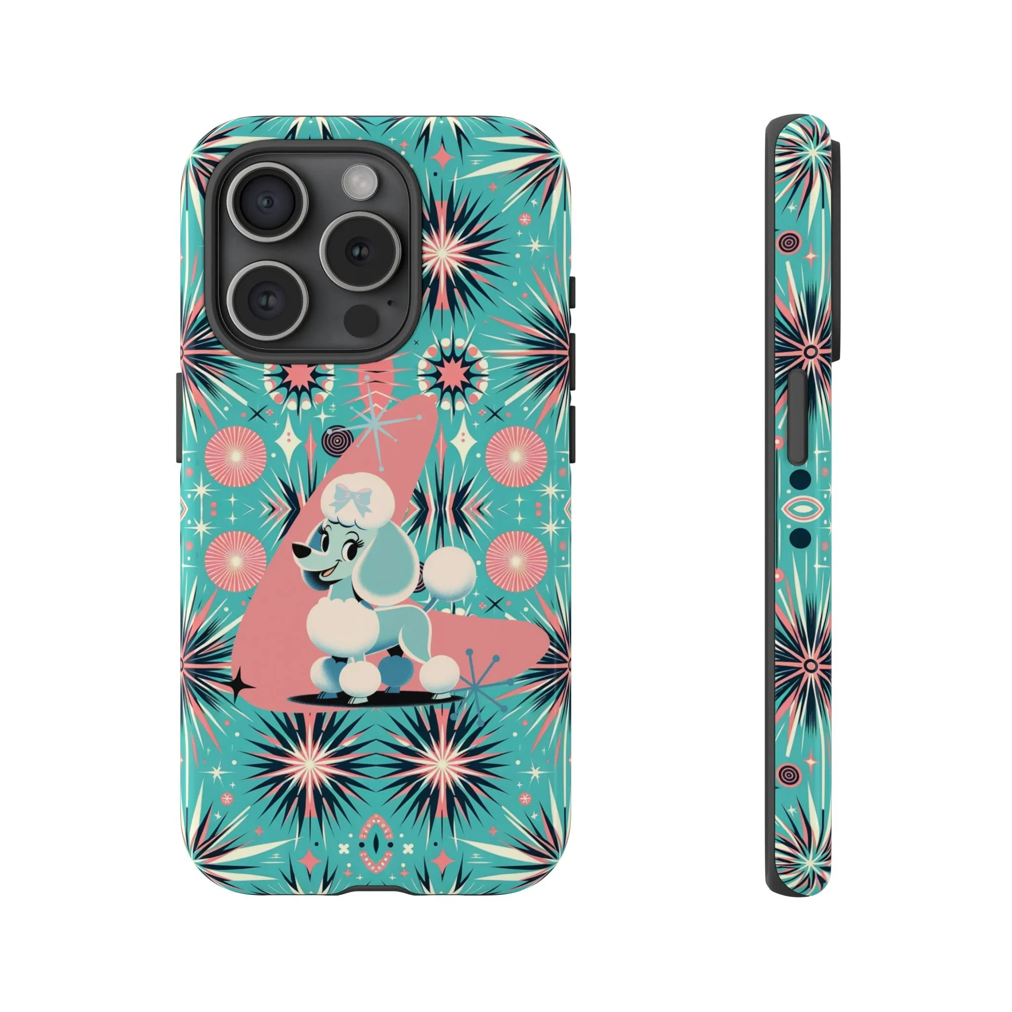 1950s Mid Century Modern Atomic Pink, Poodle Retro Smart Phone Tough Cases