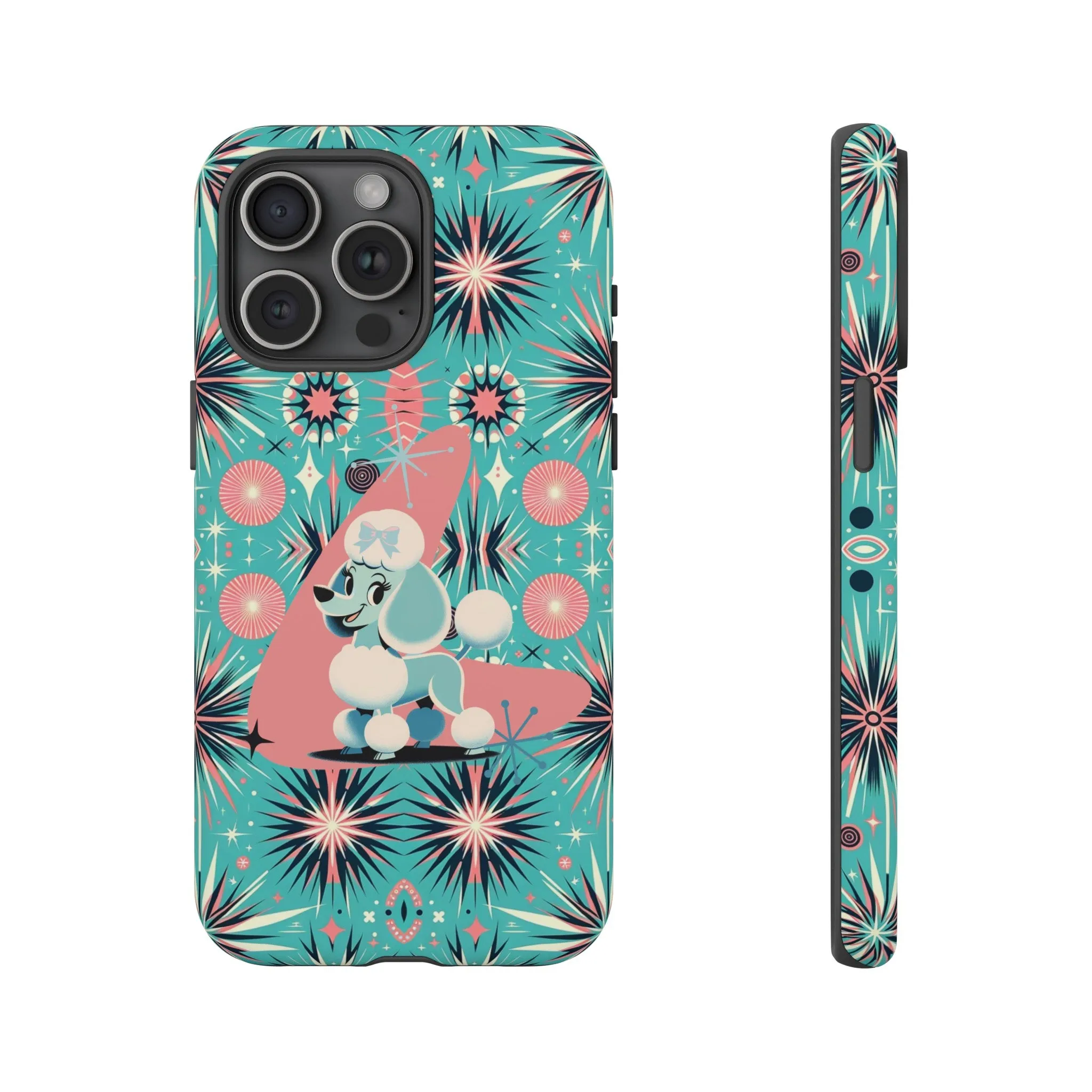 1950s Mid Century Modern Atomic Pink, Poodle Retro Smart Phone Tough Cases