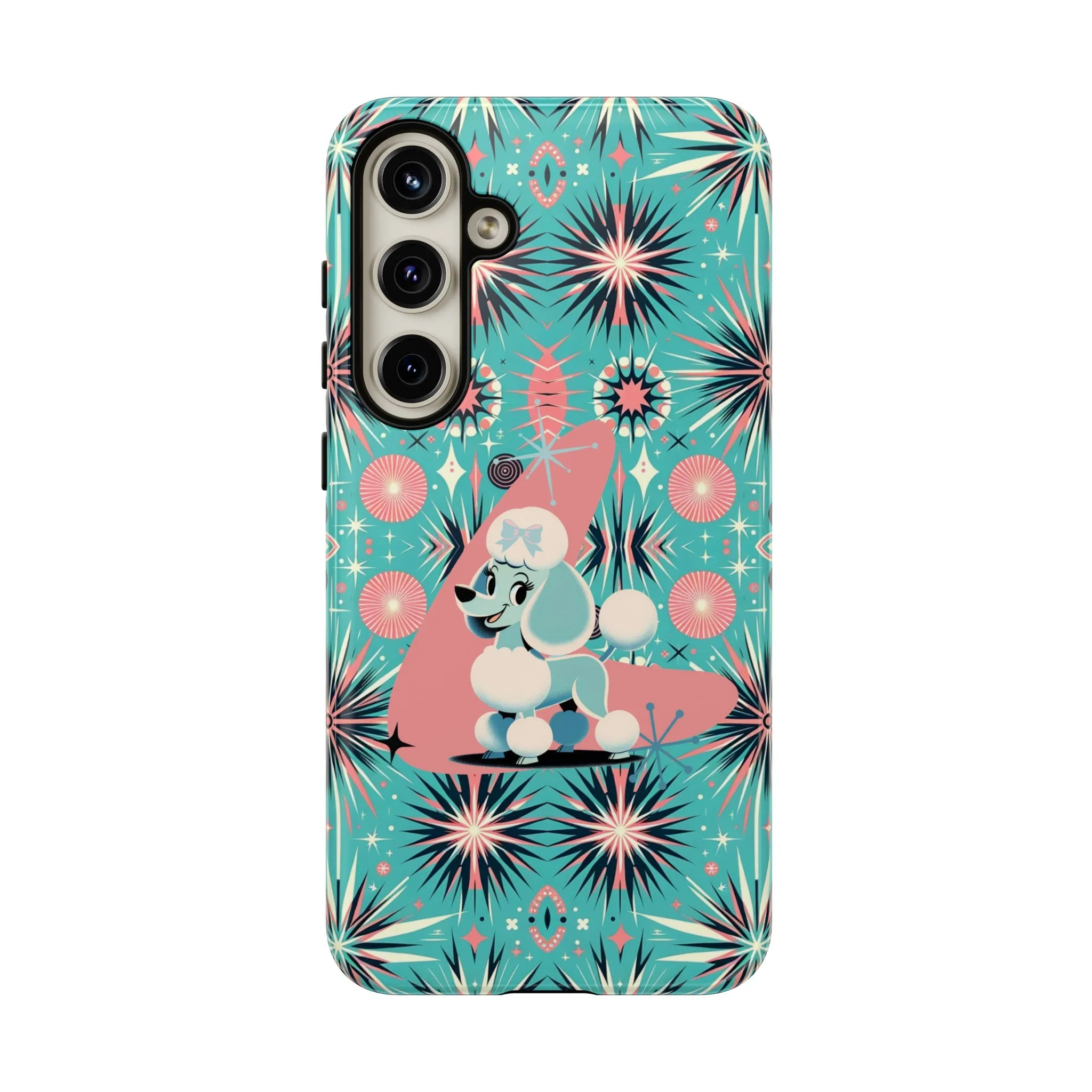 1950s Mid Century Modern Atomic Pink, Poodle Retro Smart Phone Tough Cases
