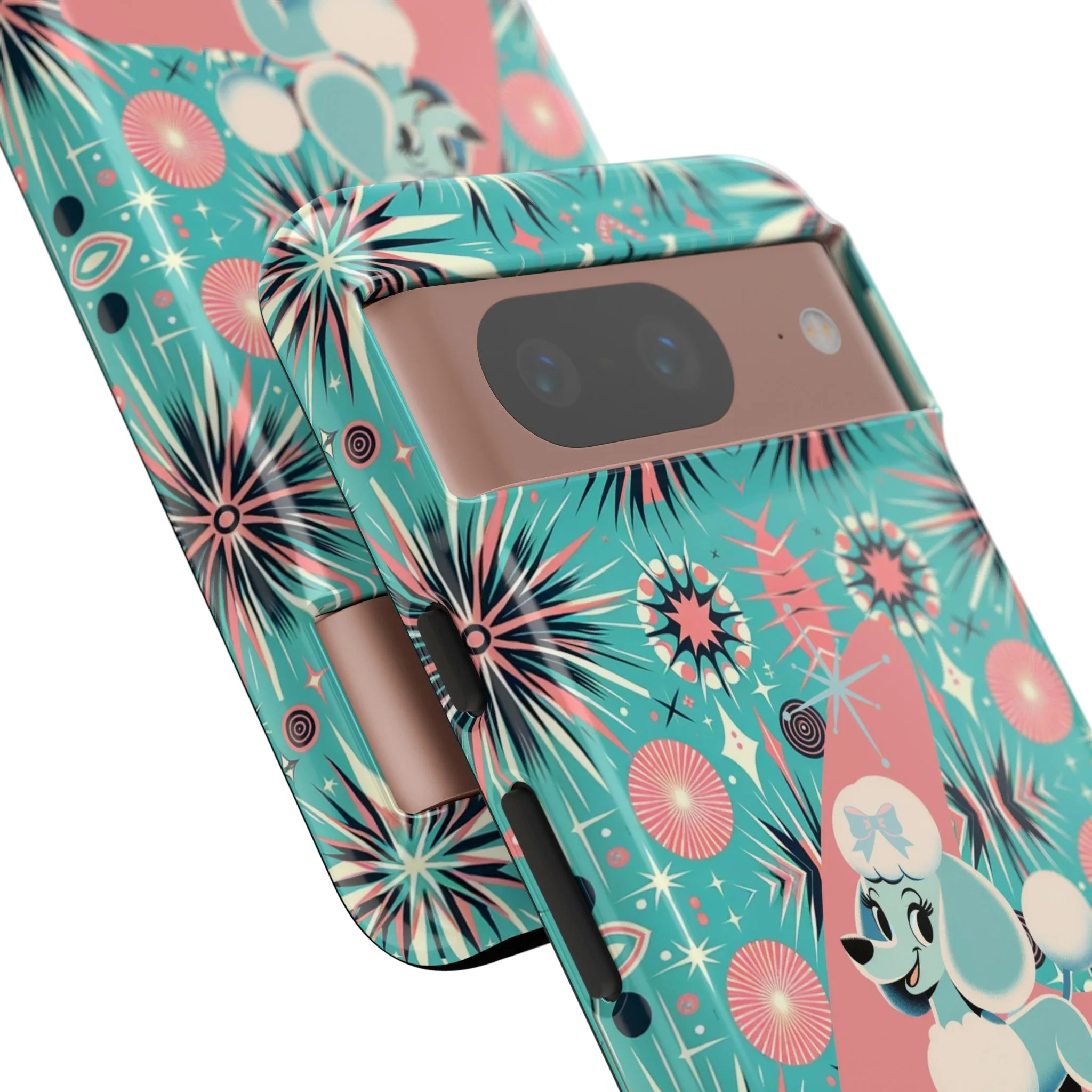 1950s Mid Century Modern Atomic Pink, Poodle Retro Smart Phone Tough Cases
