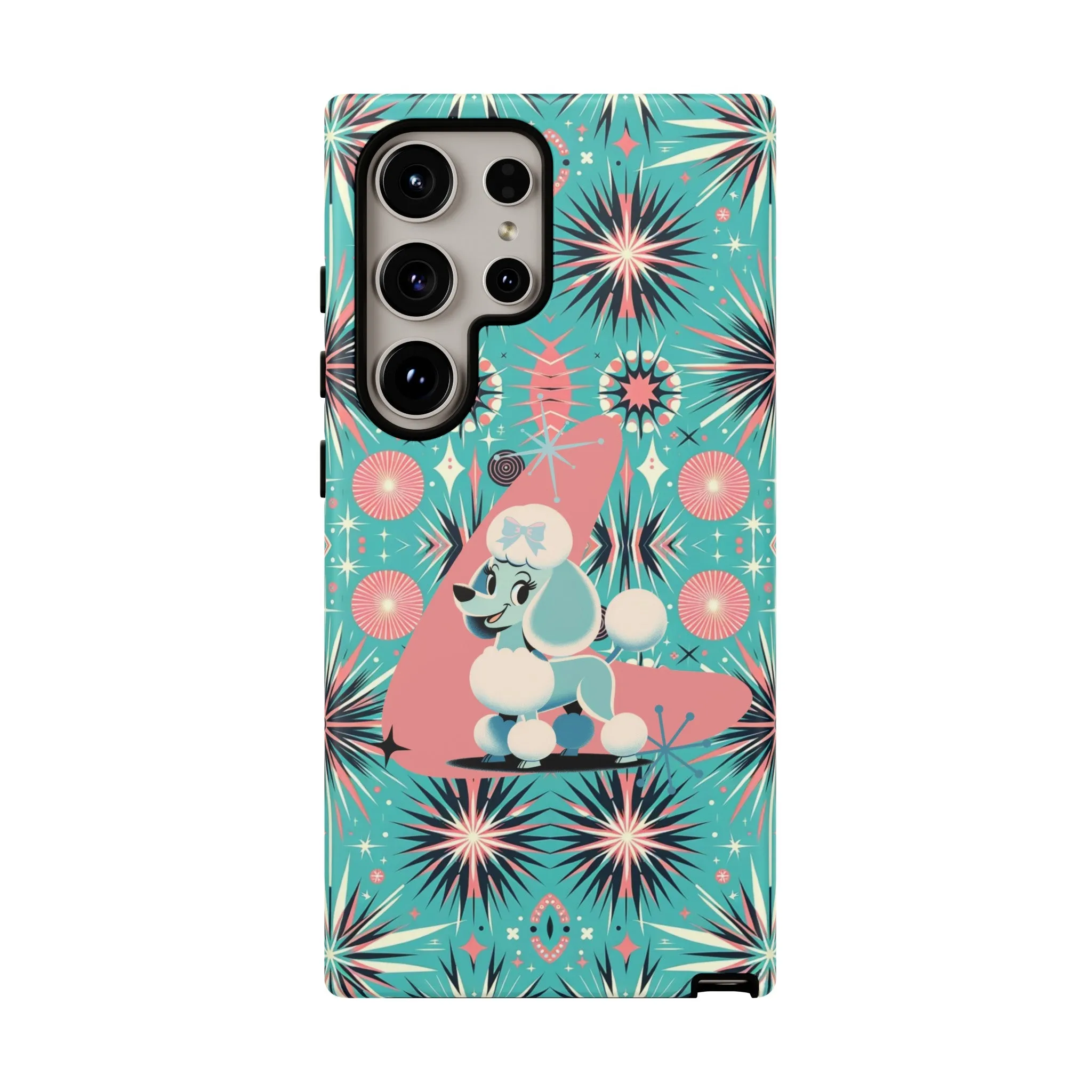1950s Mid Century Modern Atomic Pink, Poodle Retro Smart Phone Tough Cases