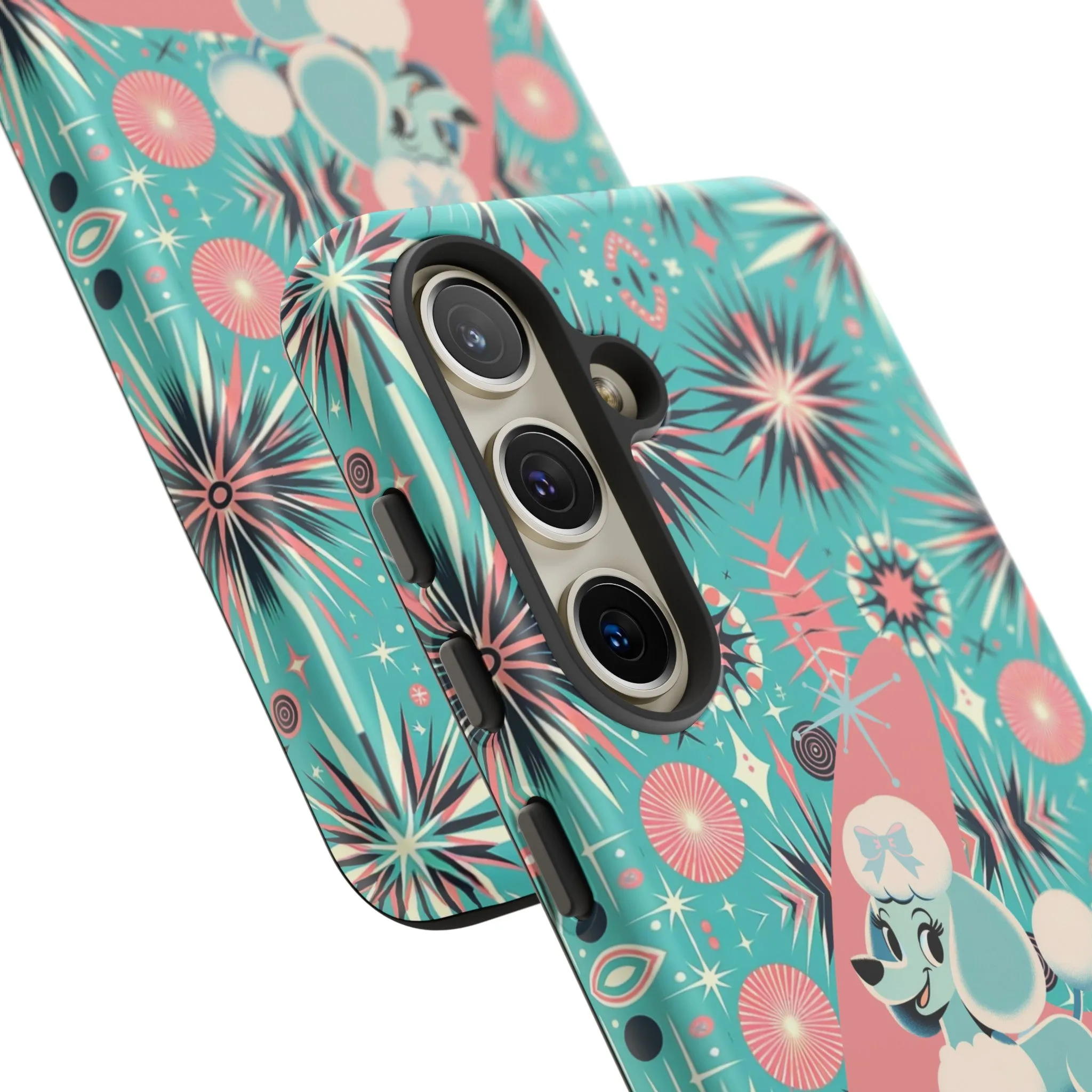 1950s Mid Century Modern Atomic Pink, Poodle Retro Smart Phone Tough Cases
