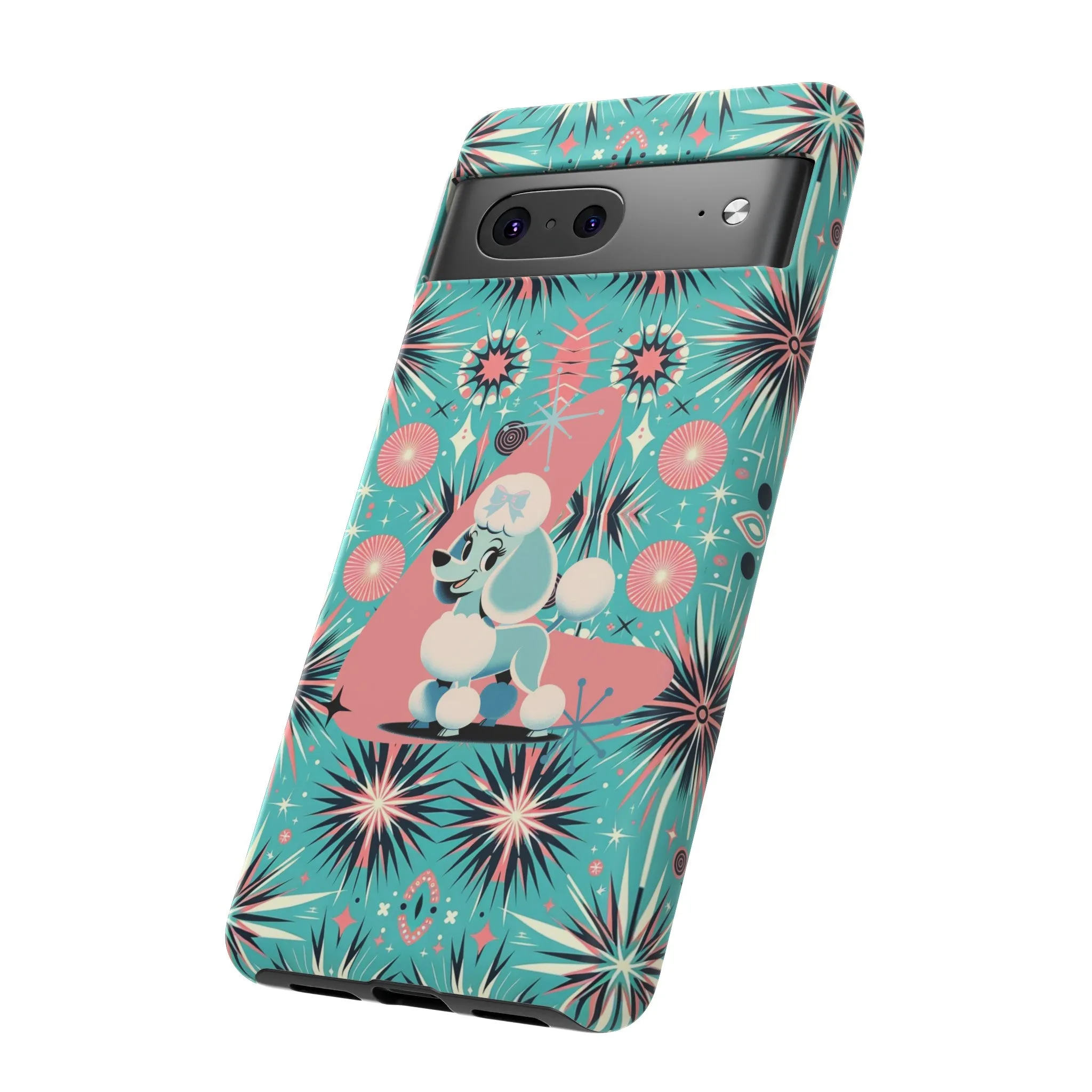 1950s Mid Century Modern Atomic Pink, Poodle Retro Smart Phone Tough Cases