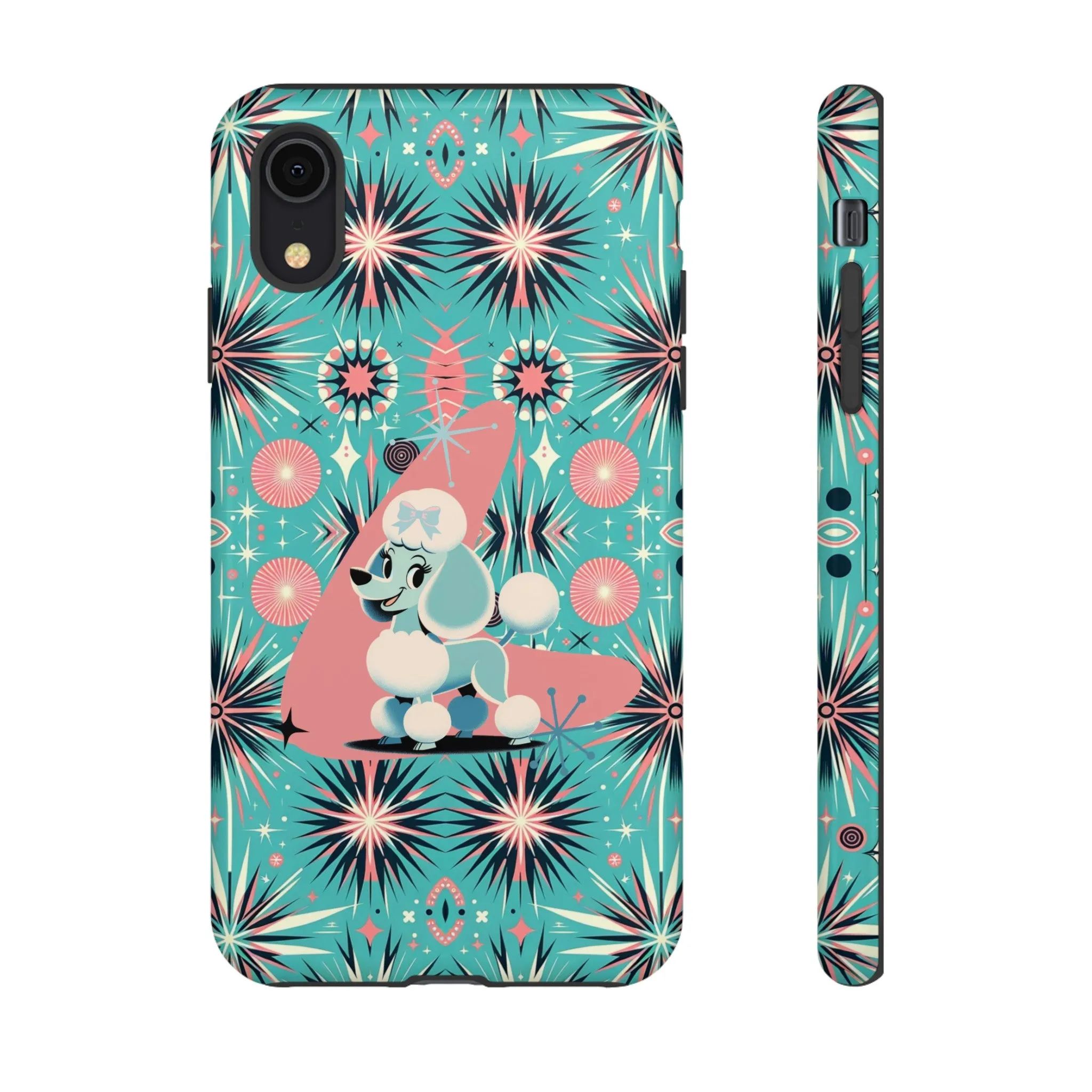 1950s Mid Century Modern Atomic Pink, Poodle Retro Smart Phone Tough Cases