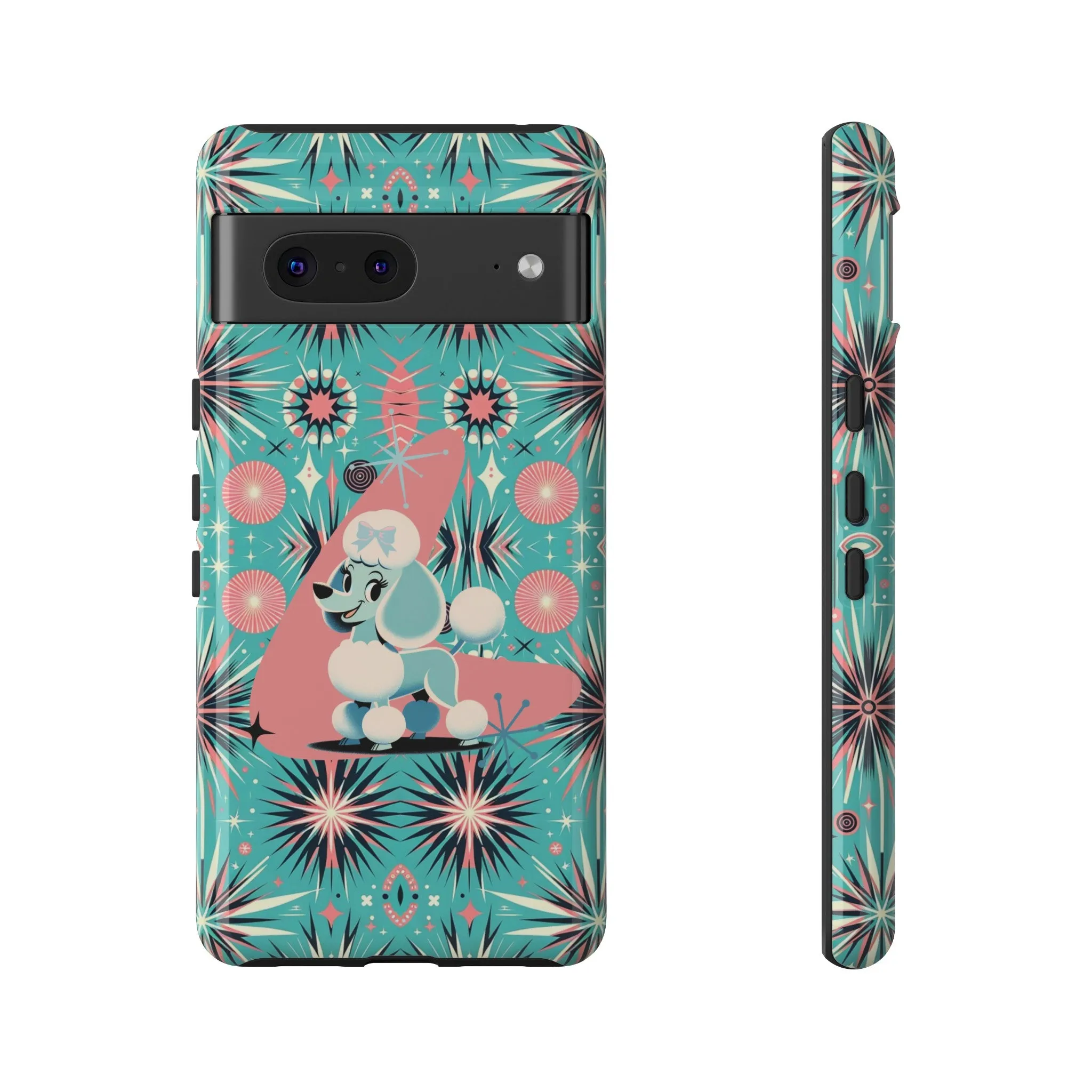 1950s Mid Century Modern Atomic Pink, Poodle Retro Smart Phone Tough Cases