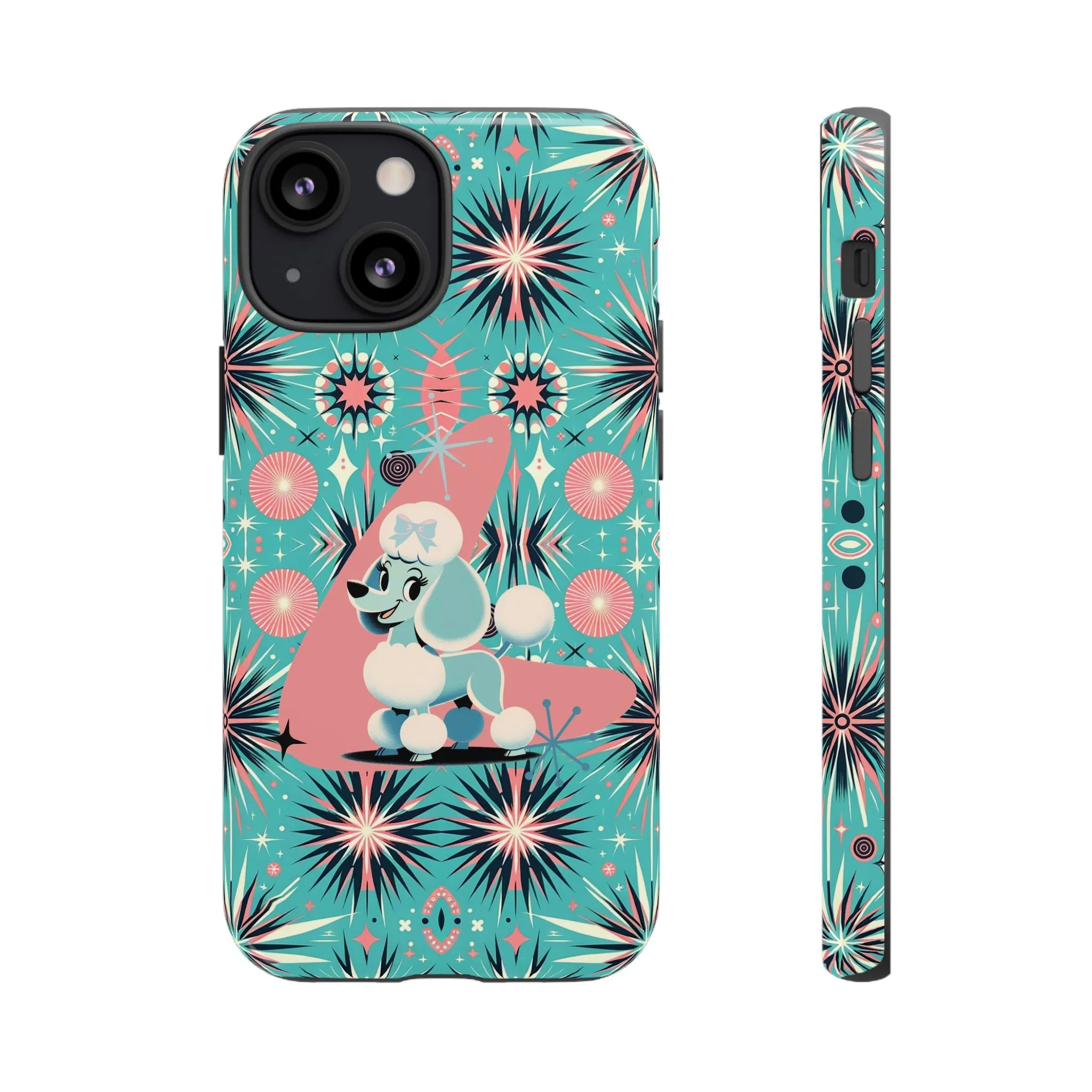1950s Mid Century Modern Atomic Pink, Poodle Retro Smart Phone Tough Cases