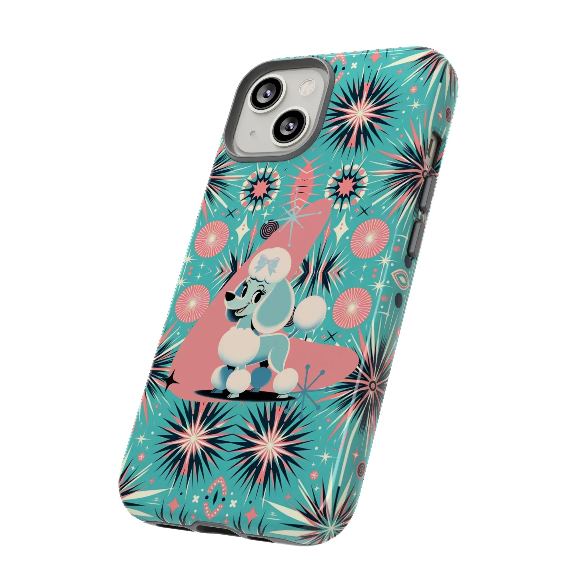 1950s Mid Century Modern Atomic Pink, Poodle Retro Smart Phone Tough Cases